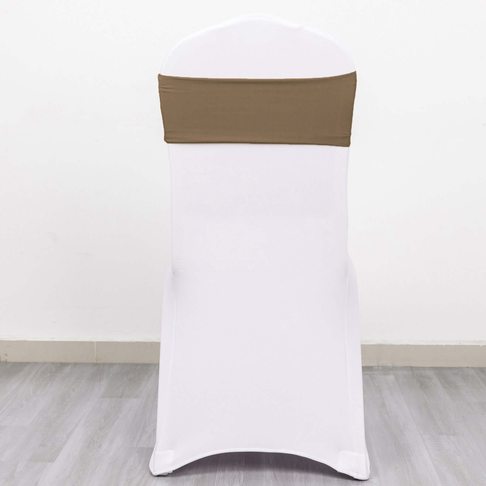 5-Pack Taupe Stretch Spandex Chair Sashes - Heavy Duty & Fitted