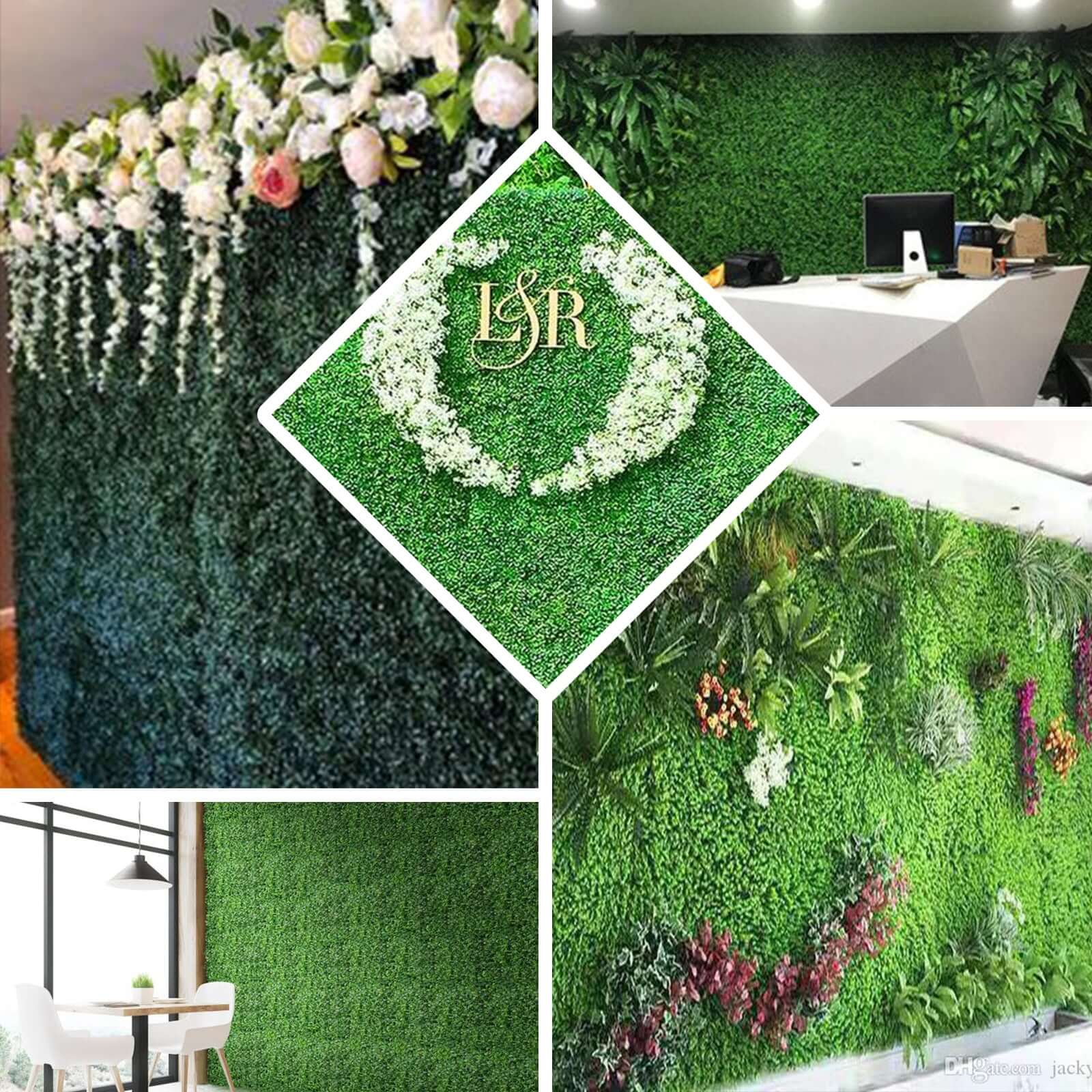 11 Sq ft. Artificial Dark Green Boxwood Hedge Mat - Set of 4 Panels