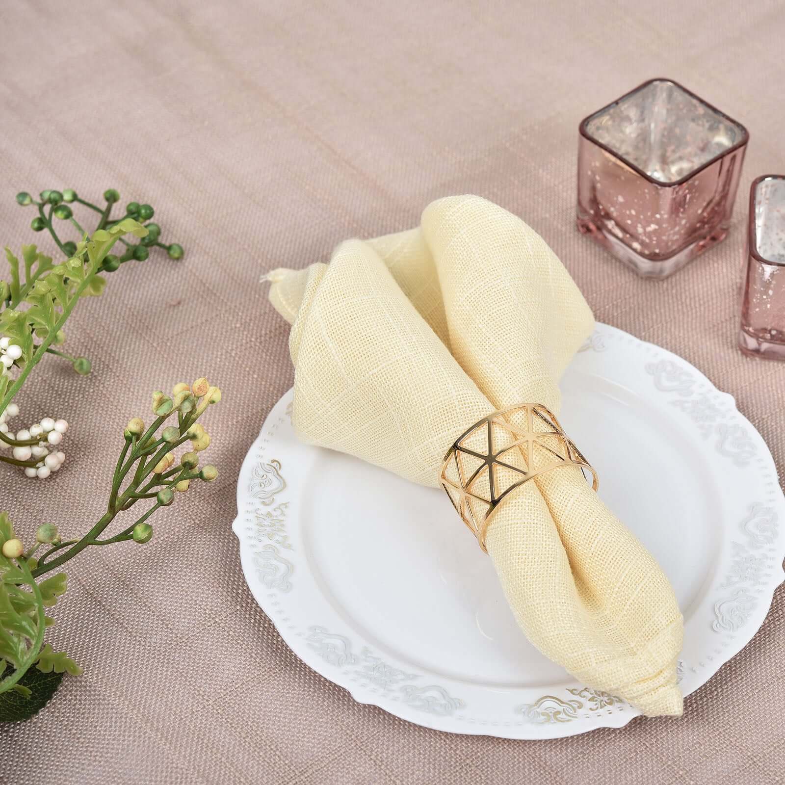 5-Piece Set of Stunning Metallic Gold Geometric Paper Napkin Rings