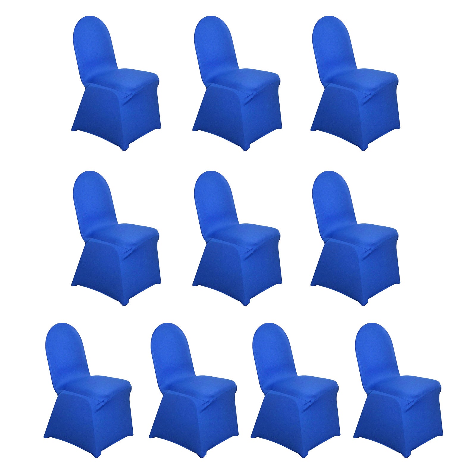 Hot Deal! 10-Piece Set of Royal Blue Spandex Stretch Slip-On Covers for Banquet Chairs - Durable & Reusable