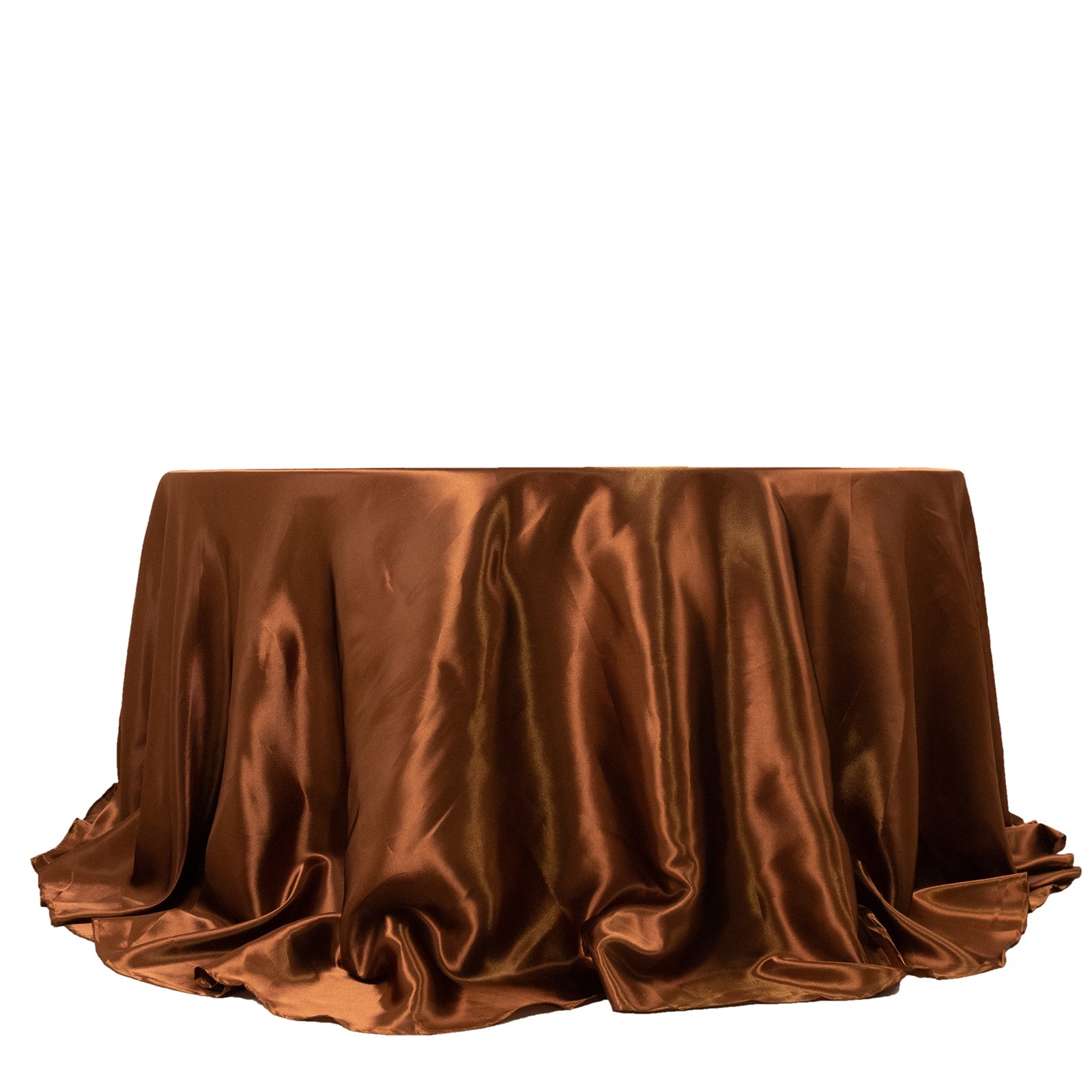 Hot Sale! Stylish Seamless Satin 132-Inch Round Cinnamon Brown Tablecloth