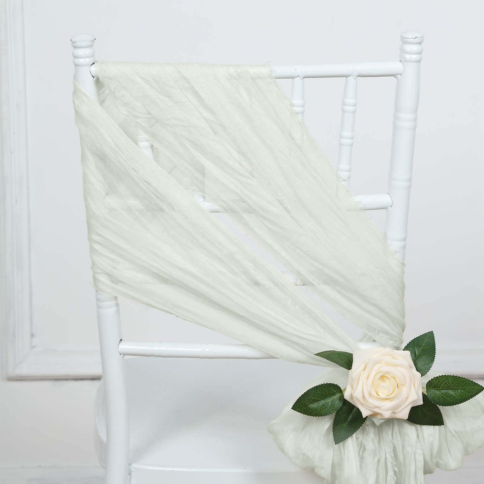 Special Offer! 5-Piece Ivory Cheesecloth Gauze Chair Sashes for Boho Weddings & Gatherings