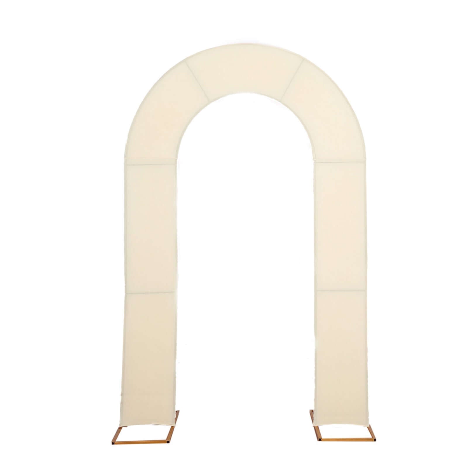 Premium 8ft Beige Spandex U-Shaped Fitted Slipcover for Wedding Arch - Double-Sided