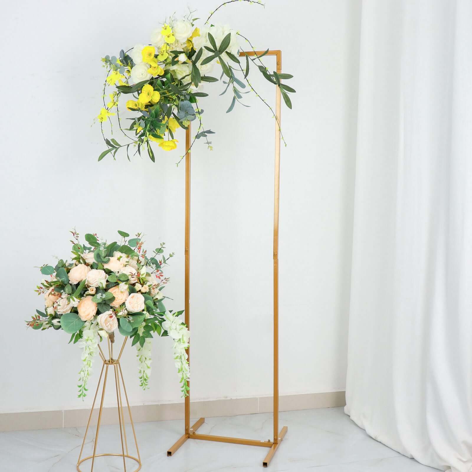 Discount! 4.5ft Slim Gold Metal Rectangular Wedding Arch Backdrop Stand for Floral Display