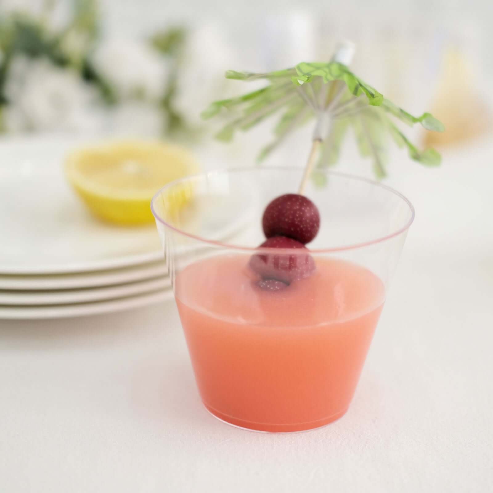 25-Piece Set of 9oz Clear Hard Plastic Disposable Party Tumblers
