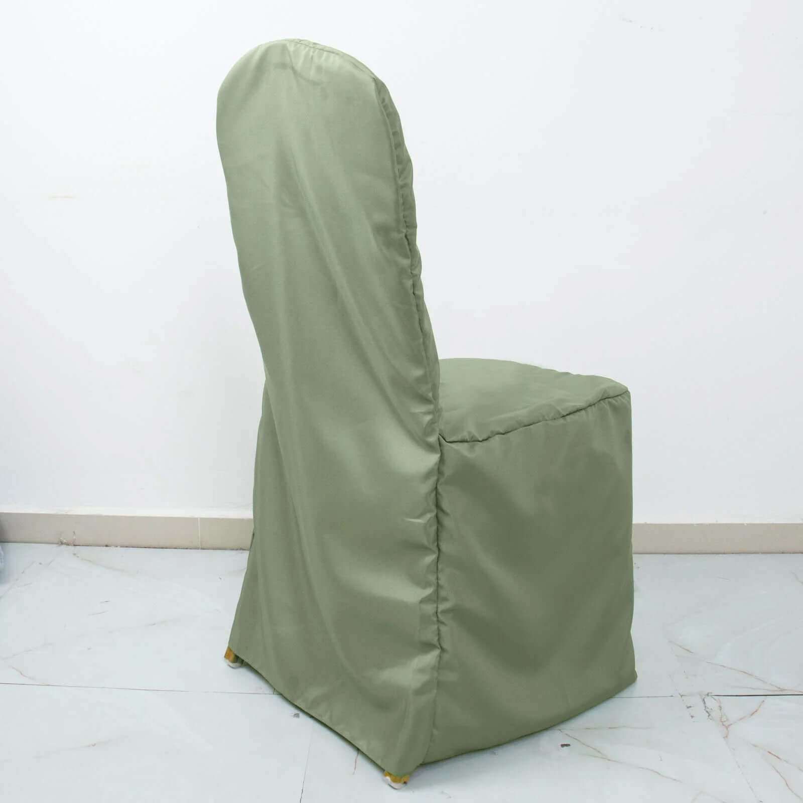 10-Piece Stain-Resistant Polyester Slip-On Chair Covers in Dusty Sage Green for Banquets