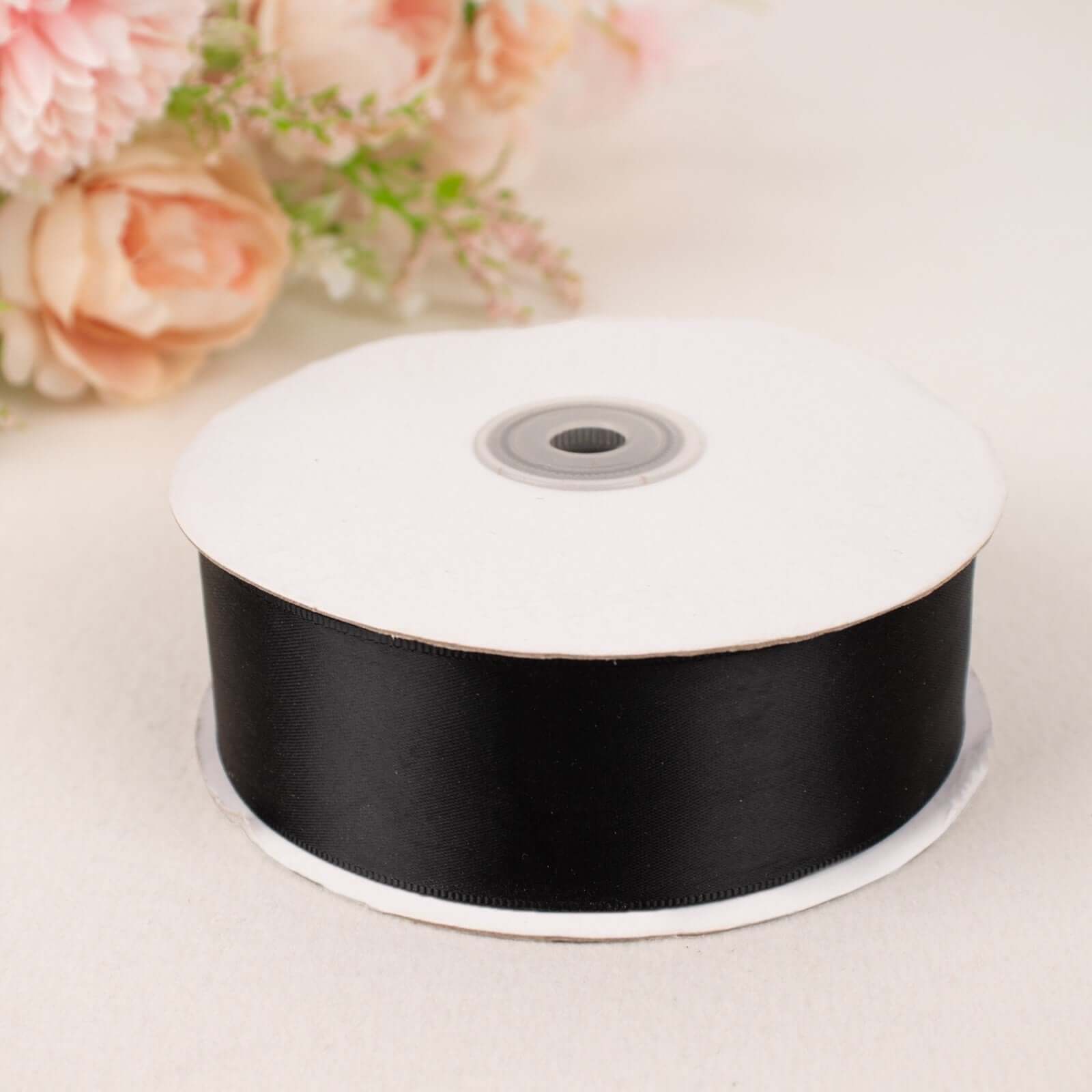 Hot! 50 Yards 1.5" Black Single - Face Decorative Satin Ribbon