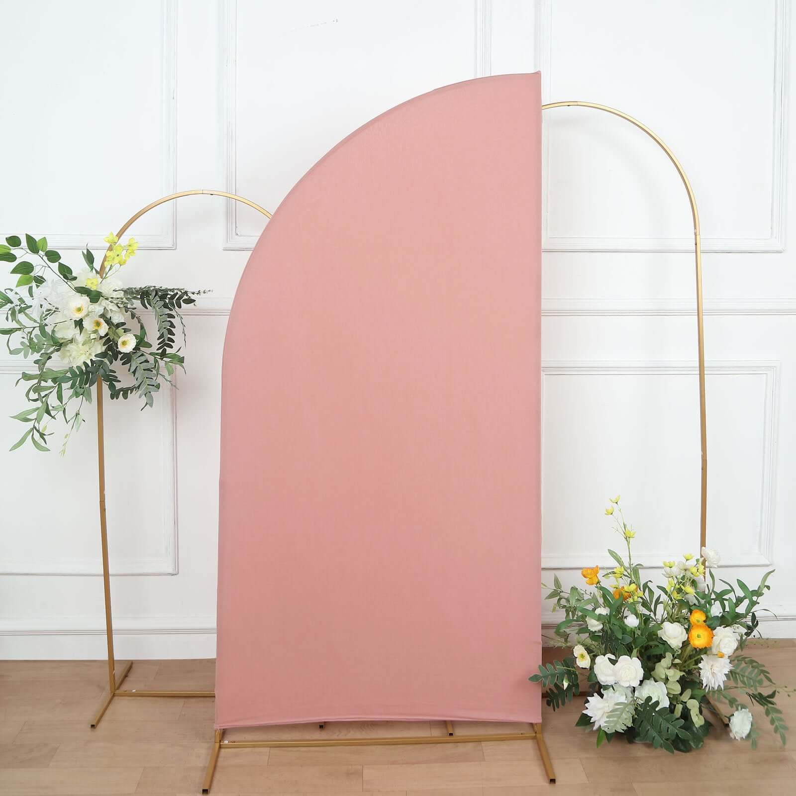 Custom-Fitted 6ft Matte Dusty Rose Spandex Half Moon Chiara Wedding Arch Backdrop Cover