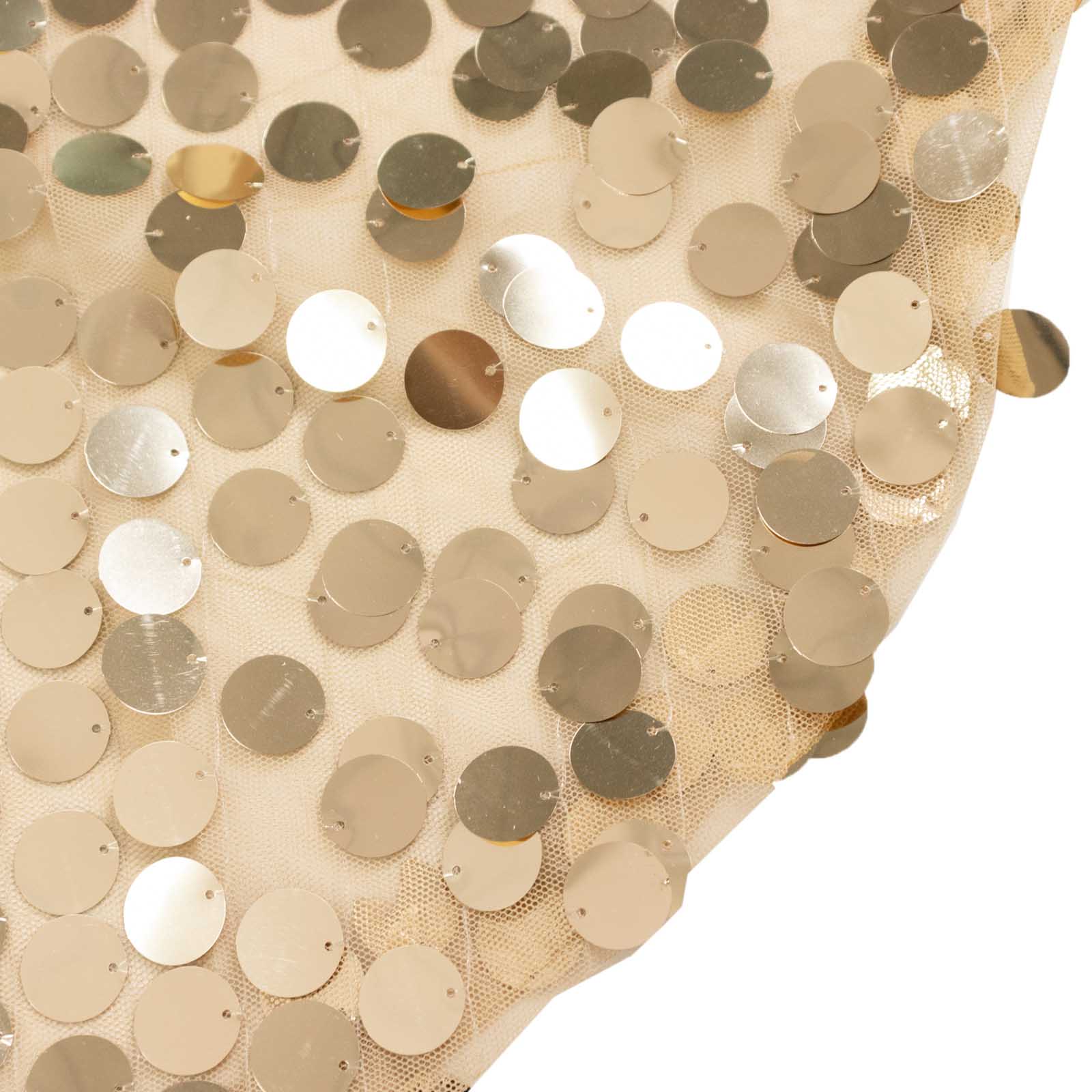 5ft Sparkly Champagne Sequin Fitted Cover for Round Top Wedding Arch - Ideal Decoration
