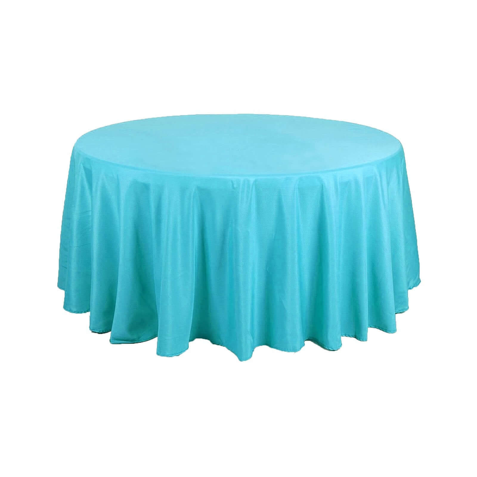 Wrinkle-Resistant Turquoise Polyester 108-Inch Round Tablecloth