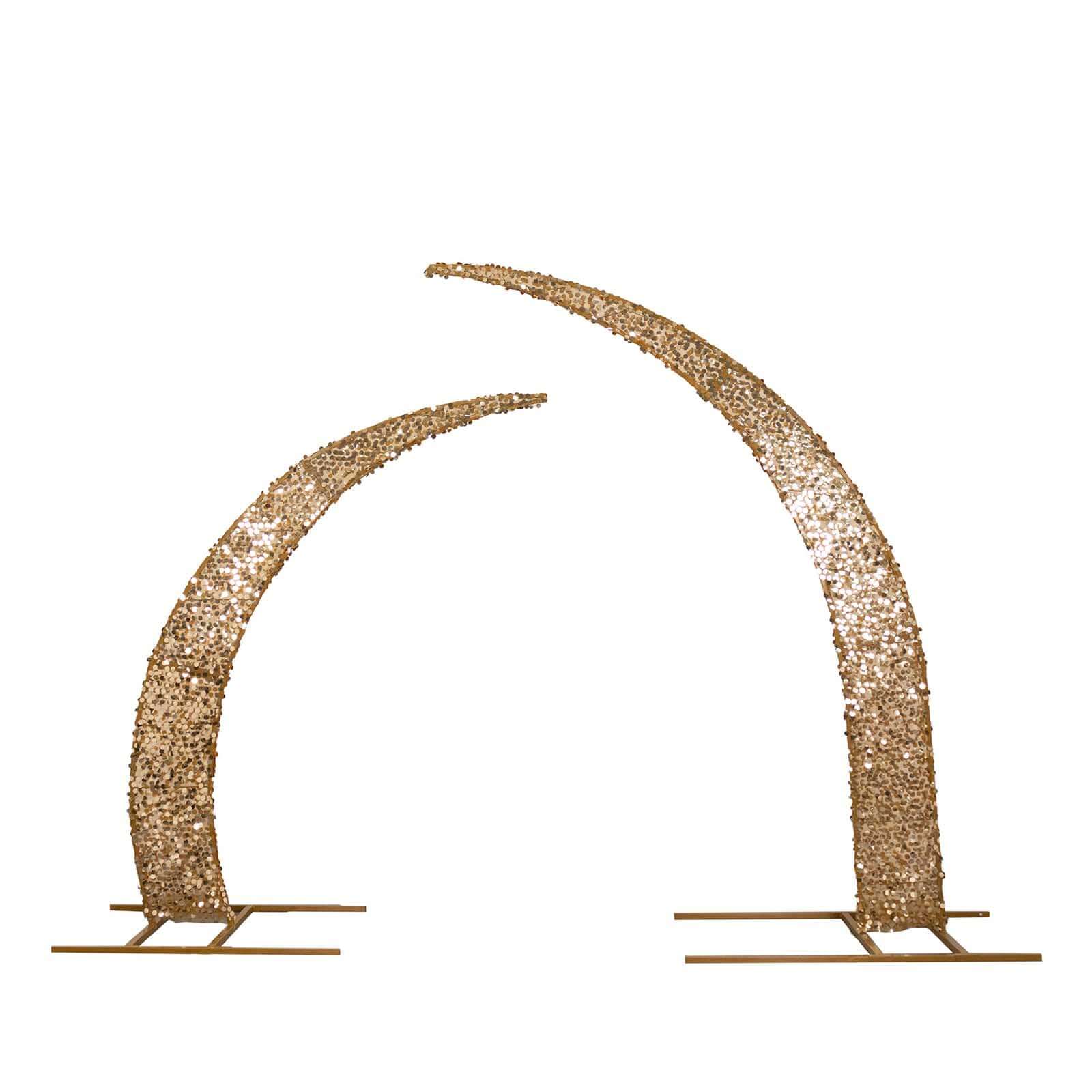 Sparkly 2-Piece Gold Payette Sequin Wedding Arch Covers - 6.5ft & 8ft