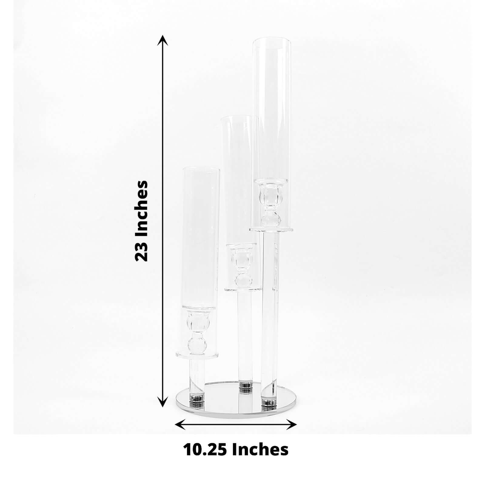 3-Arm Round Crystal Glass Candelabra - Ideal Centerpiece for Weddings and Events