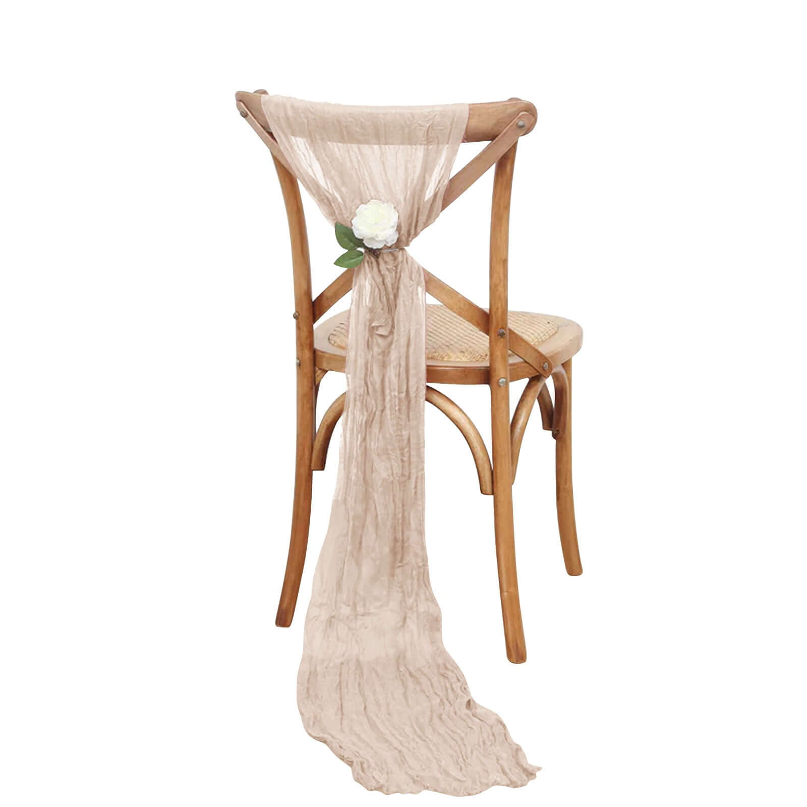 Hot Sale! 5-Piece Nude Beige Cheesecloth Gauze Chair Sashes for Boho Decor