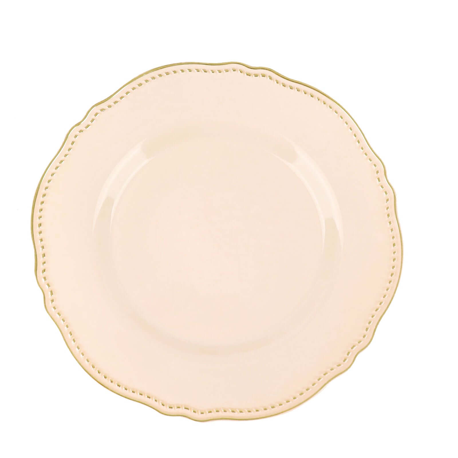 Hot Deal! 10-Pack Disposable Nude Plastic Dinner Plates with Gold Scalloped Rim, 9 Inches