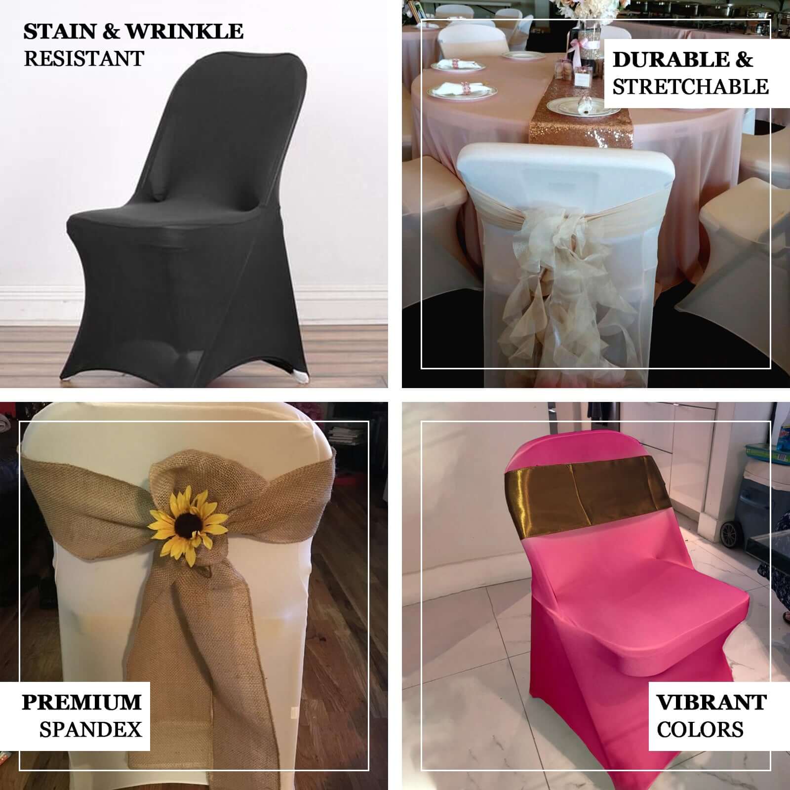 Reusable & Wrinkle-Resistant 160GSM Royal Blue Stretch Spandex Fitted Slipcover for Folding Chairs