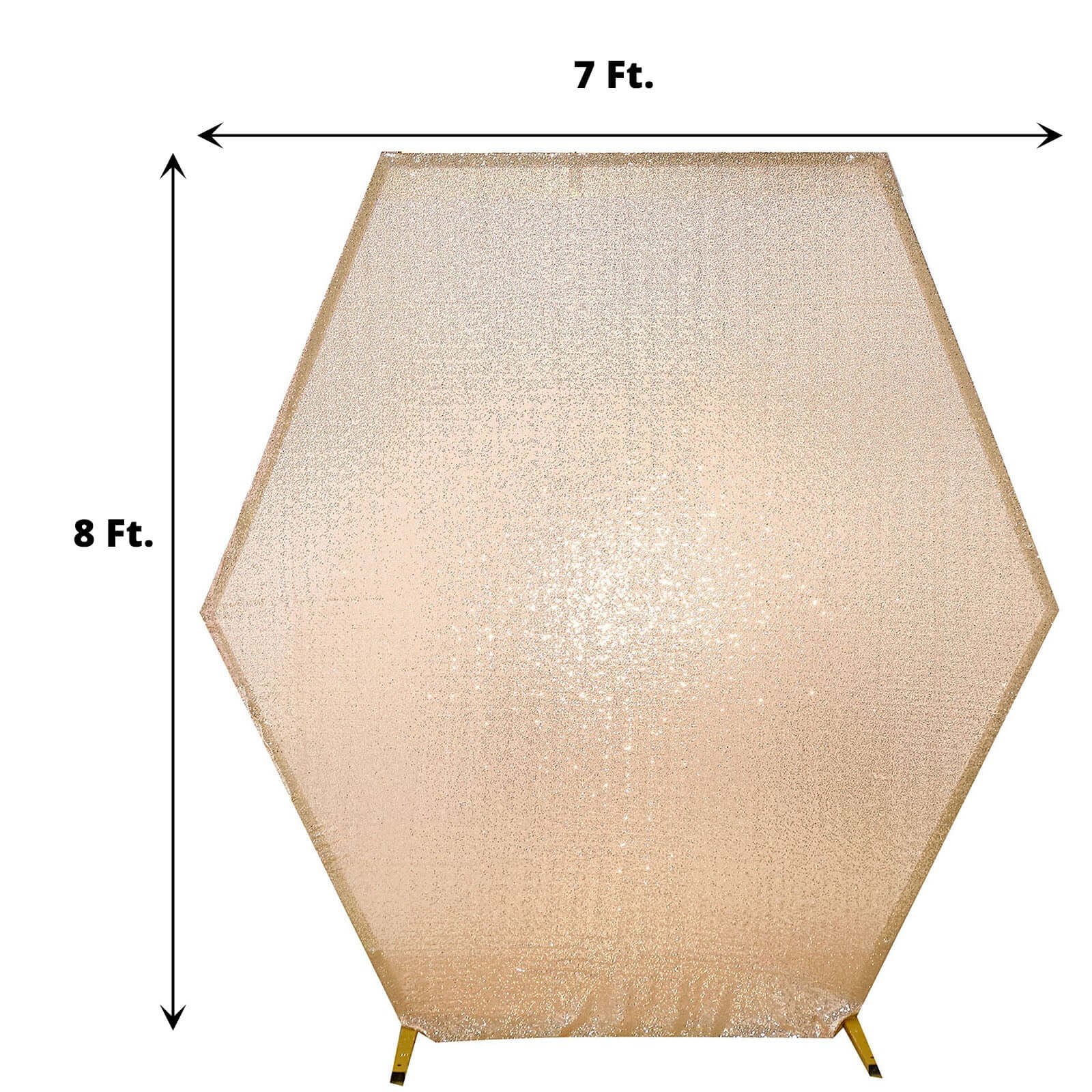 8ft x 7ft Rose Gold Shiny Double-Sided Sequin Cover for Hexagon Wedding Arch Stand