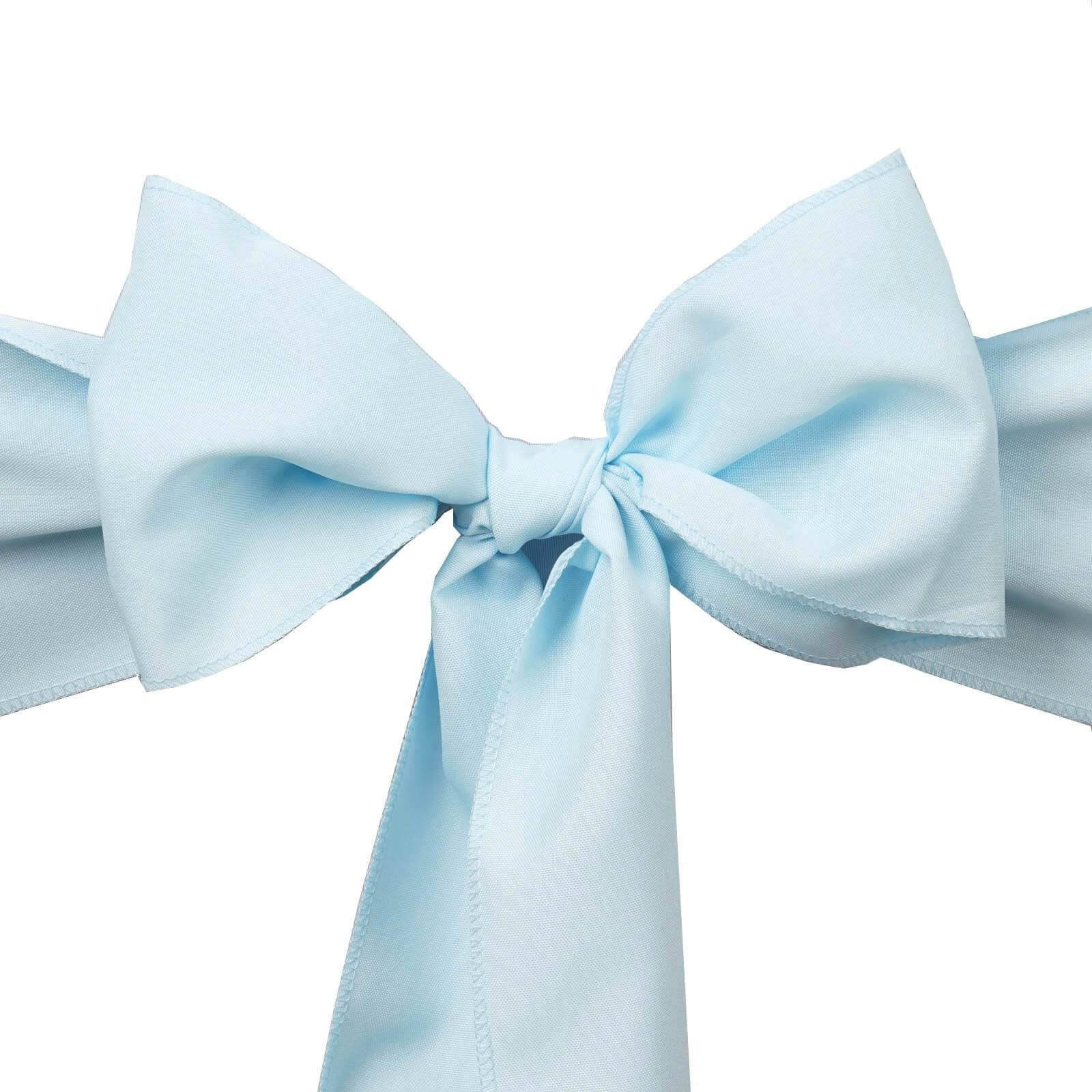 Get 5-Piece Set of Light Blue Polyester Chair Sashes, 6x108 for Decor