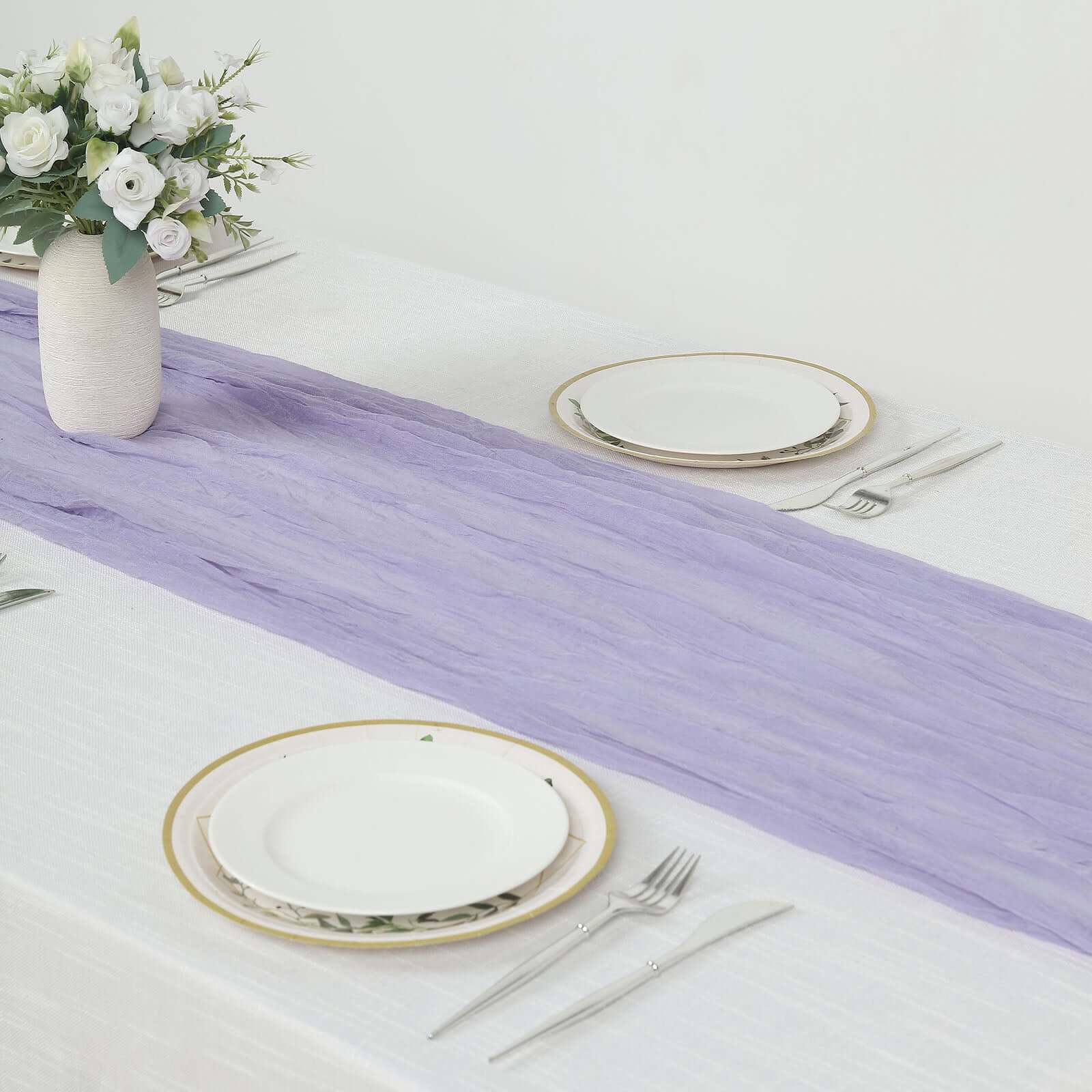 10ft Lavender Lilac Gauze Cheesecloth Table Runner - Rustic Boho Style, Perfect for Events
