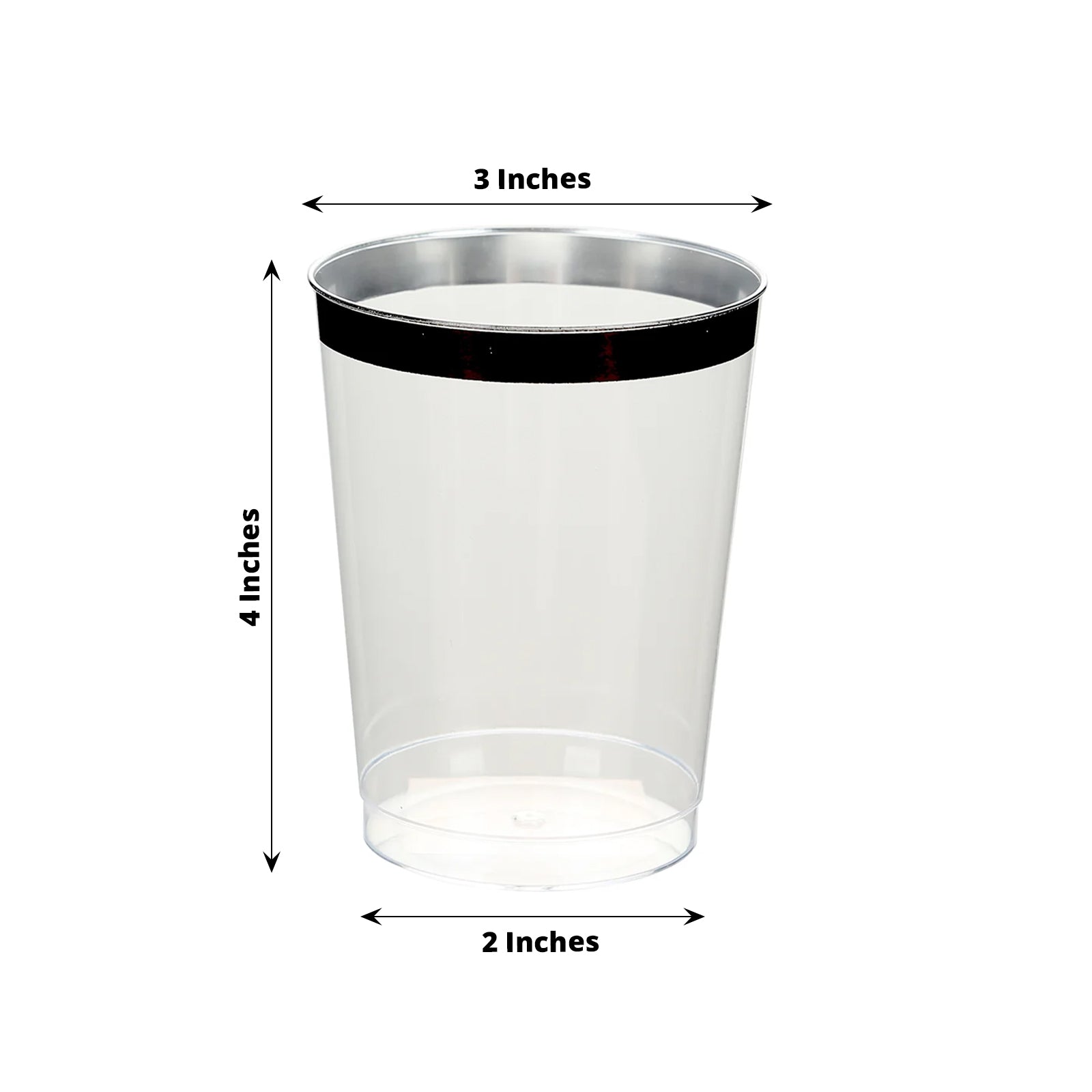 25-Piece Set of Clear Plastic Tumbler Cups with Stylish Black Rim - 10oz Disposable Party Glasses
