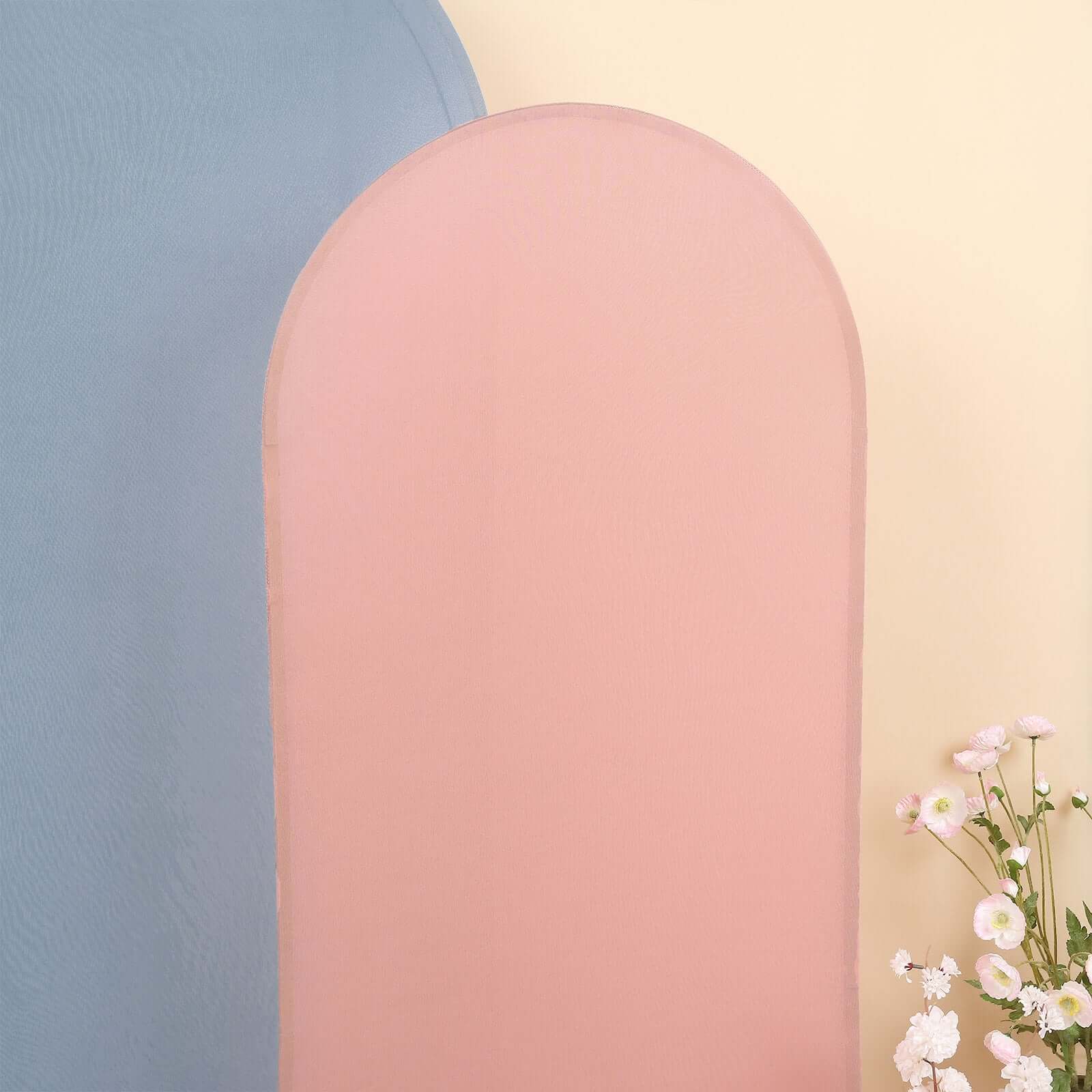 5ft Double - sided Matte Dusty Rose Spandex Fitted Cover for Round - top Wedding Arch