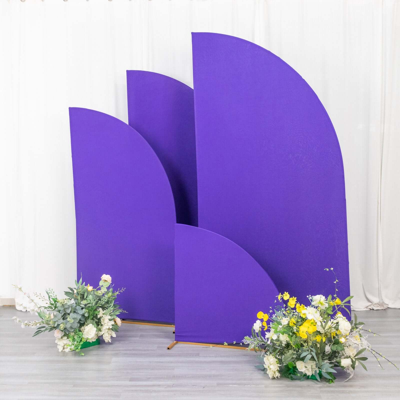 Hot Sale! Set of 4 Custom-Fitted Matte Purple Spandex Half Moon Wedding Arch Backdrop Covers in 4 Sizes