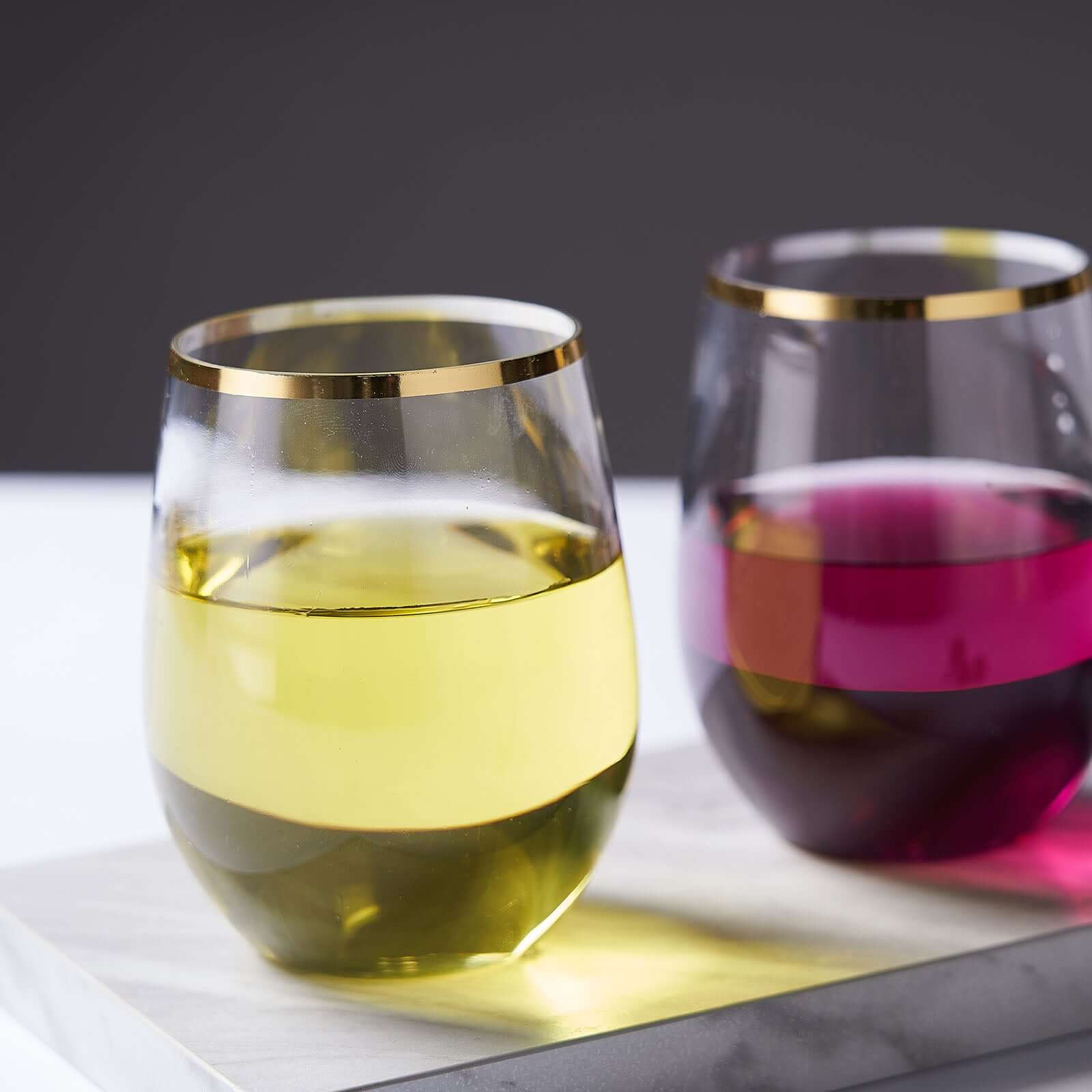 12-Pack Reusable 12oz Clear Plastic Wine Tumblers with Gold Rim - Ideal for Events