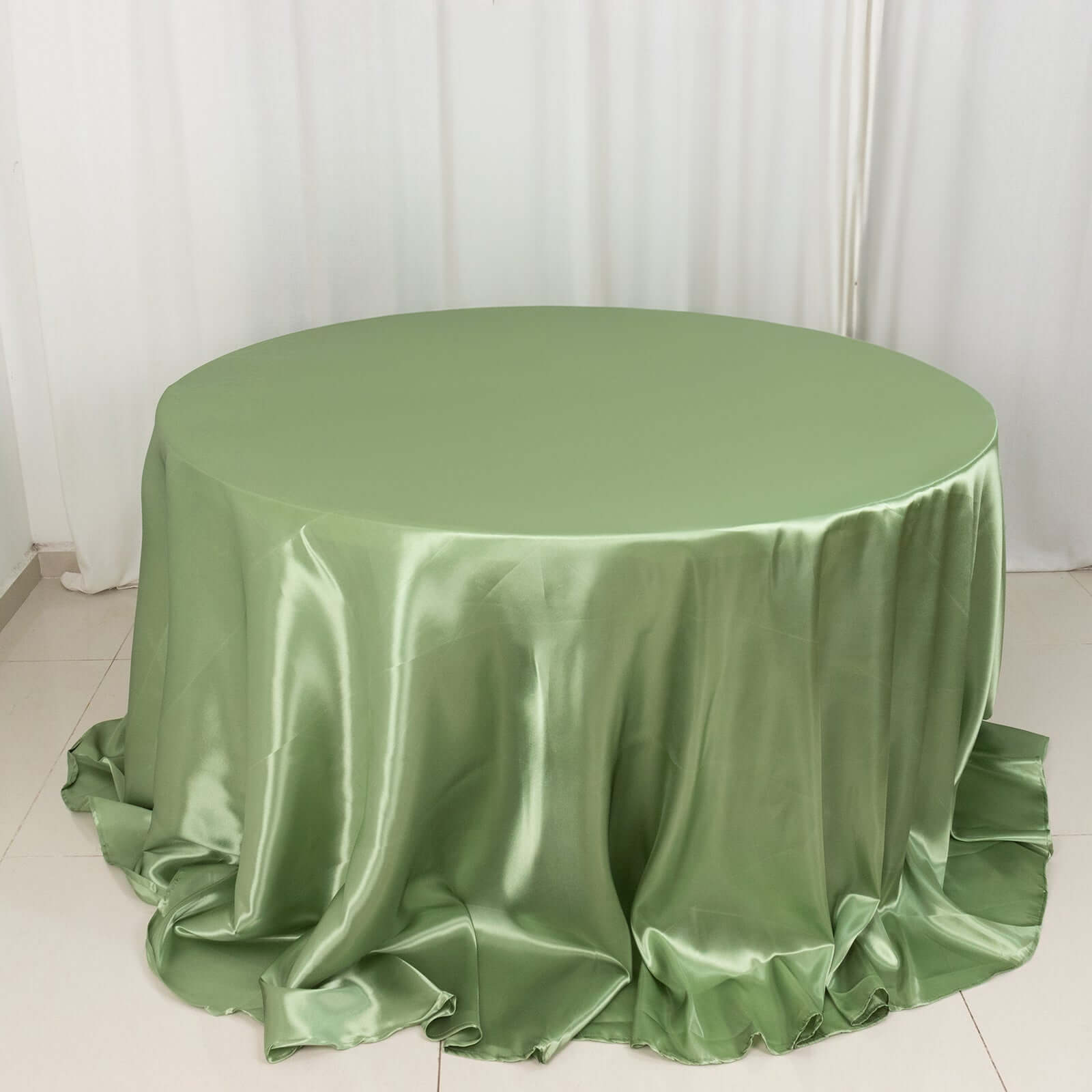 Hot! Sage Green Satin 132" Round Seamless Tablecloth - Stylish Cover