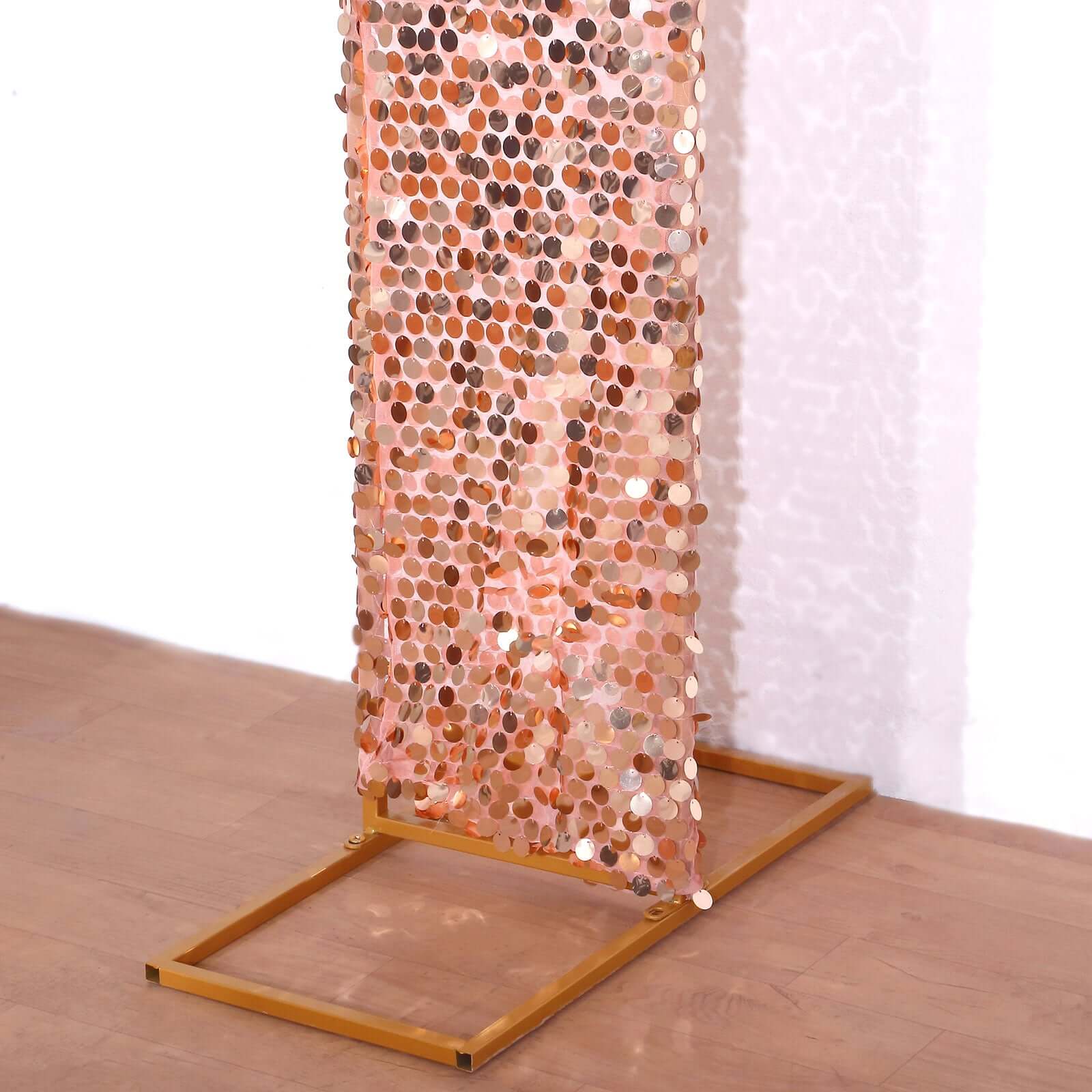 8ft Rose Gold U-Shaped Double Sided Payette Sequin Wedding Arch Slipcover