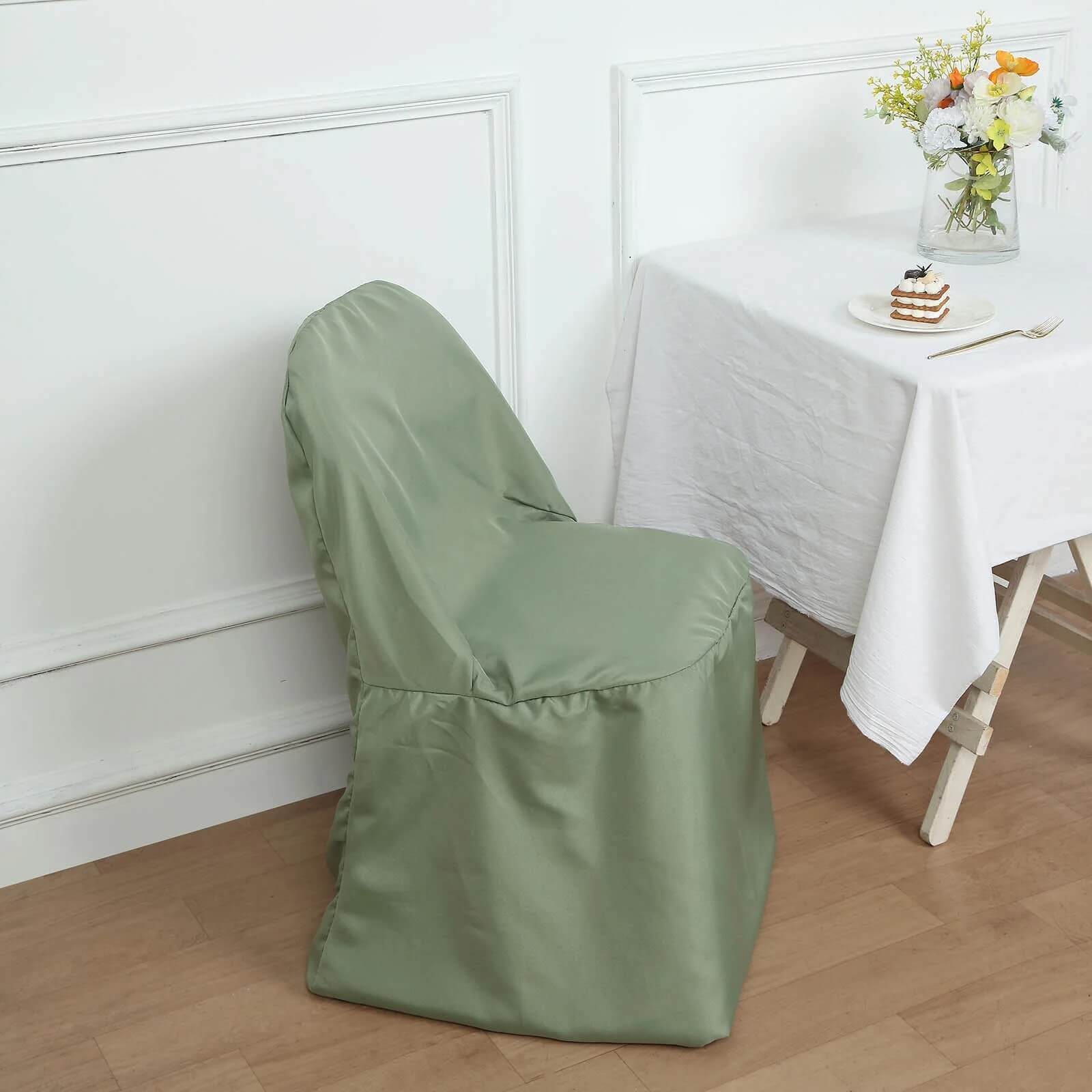 Hot Deal! 10-Piece Polyester Slip-On Chair Covers in Dusty Sage Green - Wrinkle & Stain Resistant