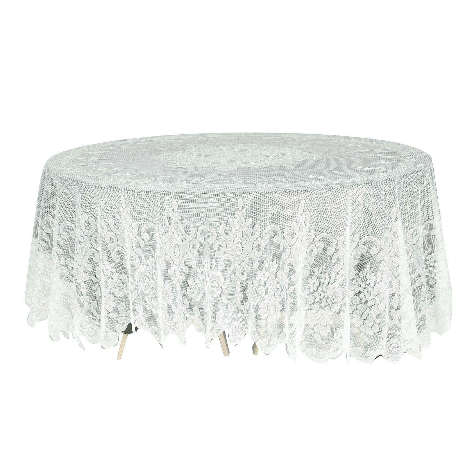 Premium Ivory 108-Inch Round Lace Tablecloth for Formal Events - Ideal Decor