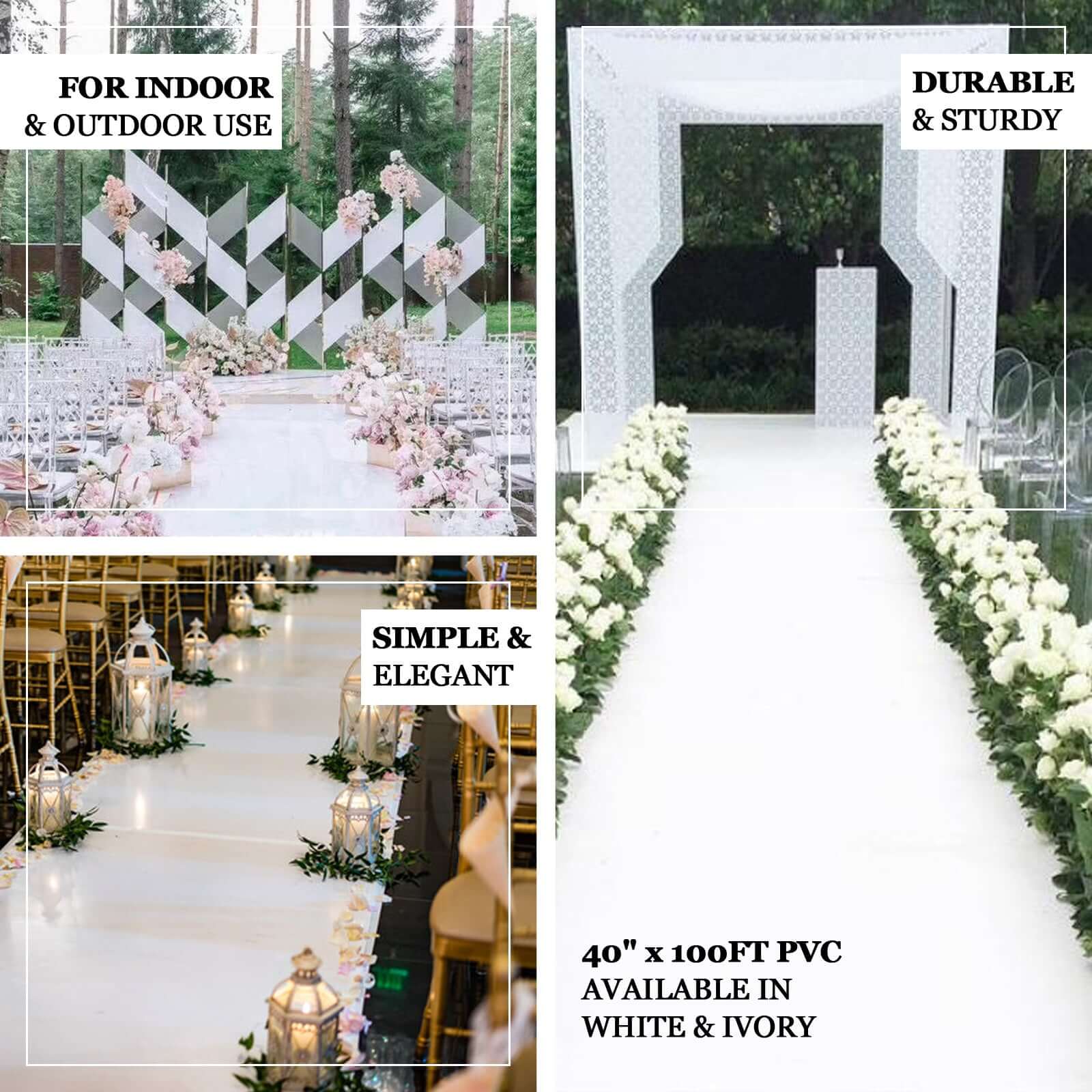 Hot Deal! 40x100ft Ivory PVC Aisle Runner for Weddings & Events