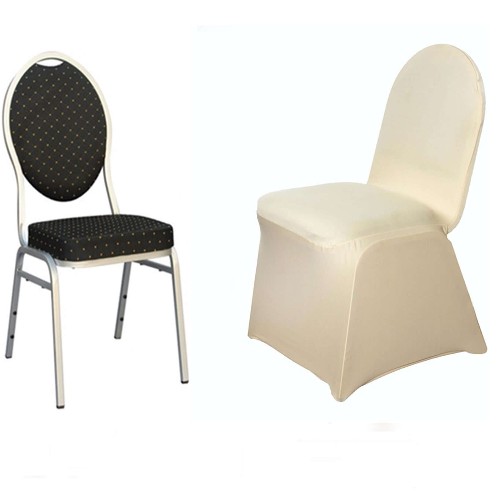 Champagne Spandex Chair Cover for Banquet Chairs - Stretch 160GSM Fabric Slip-On