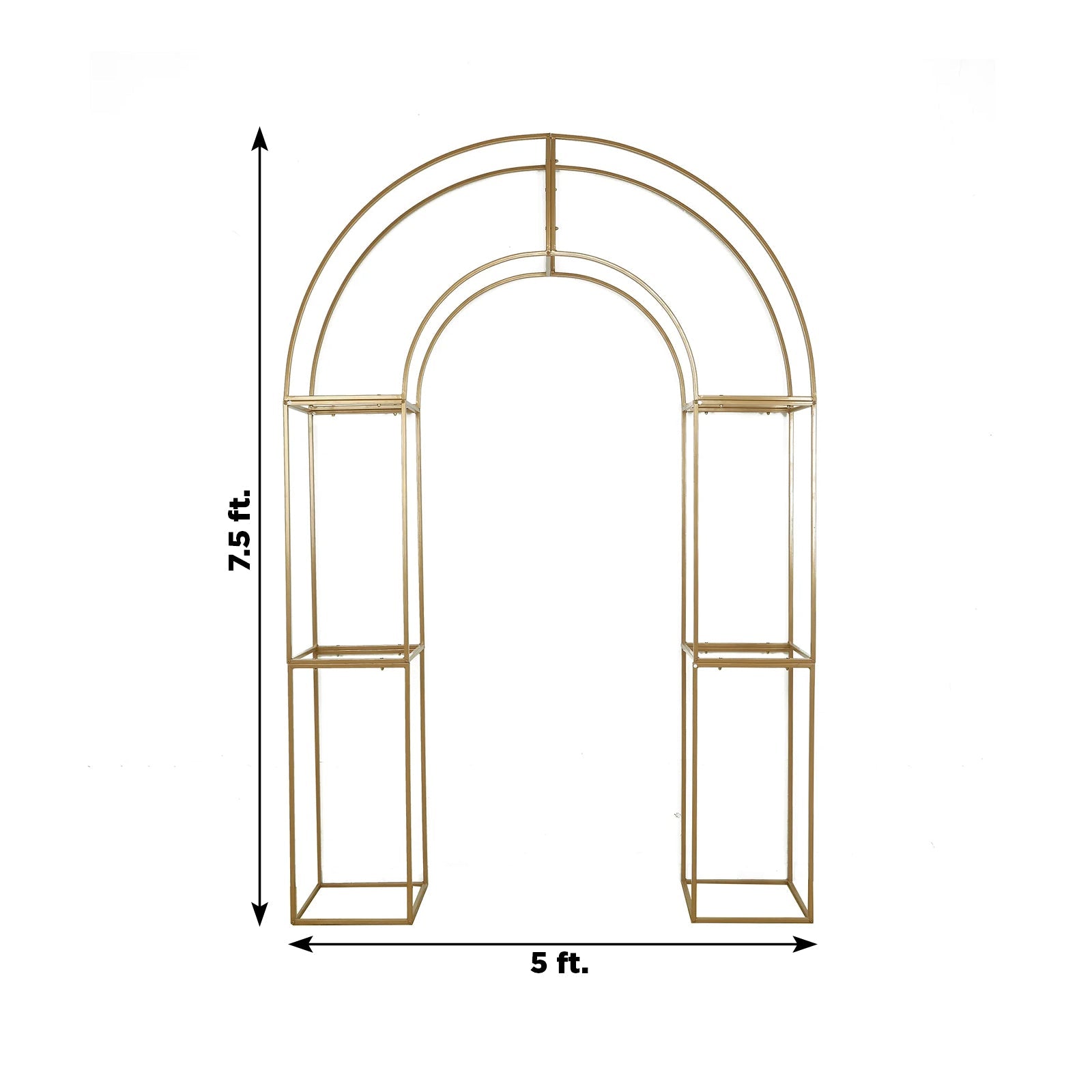 Sale! 7.5ft Gold 3D Metal Wedding Arch Backdrop Stand with Round Top for Elegant Parties