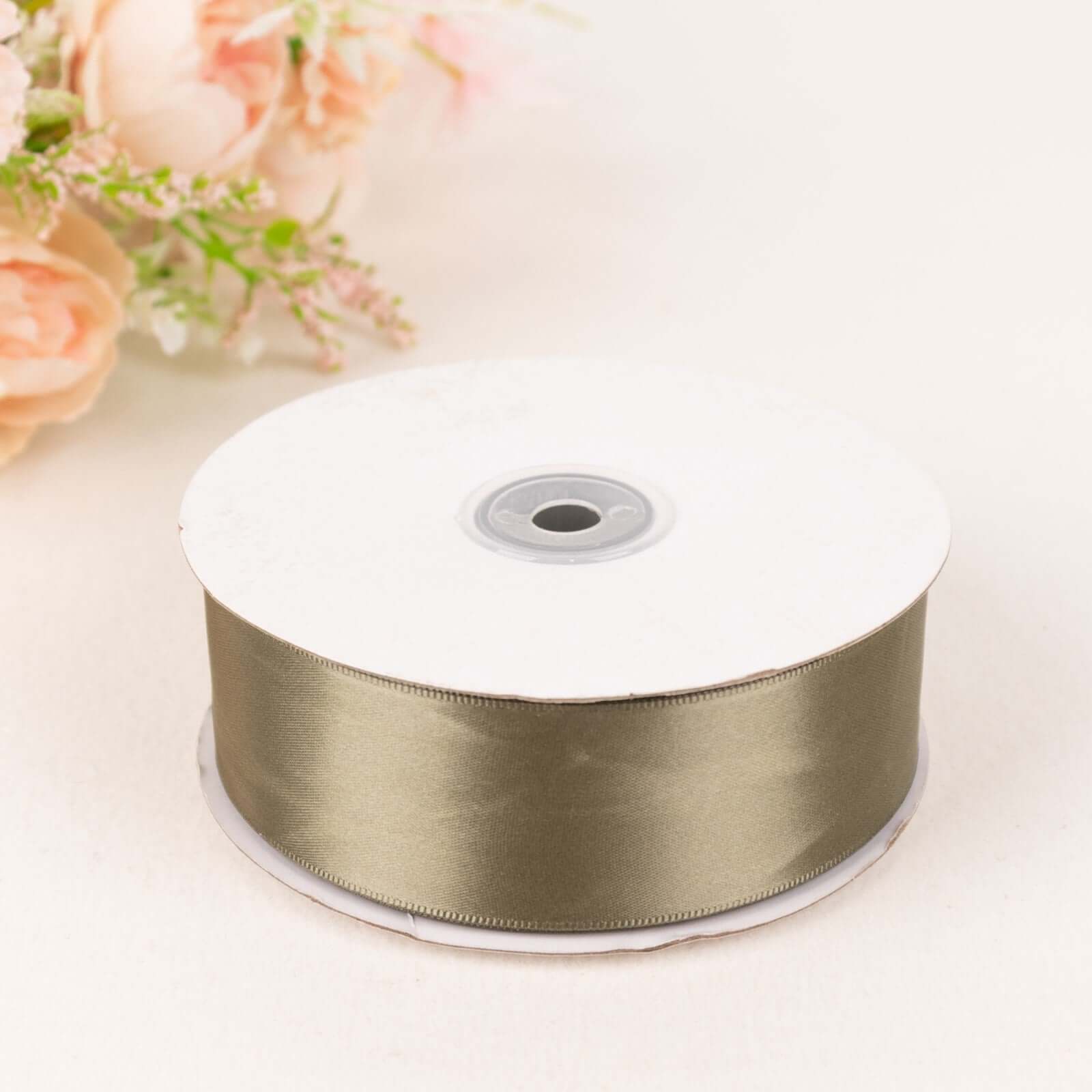 Get This 50-Yard 1.5-Inch Dusty Sage Green Single-Face Decorative Polyester Satin Ribbon