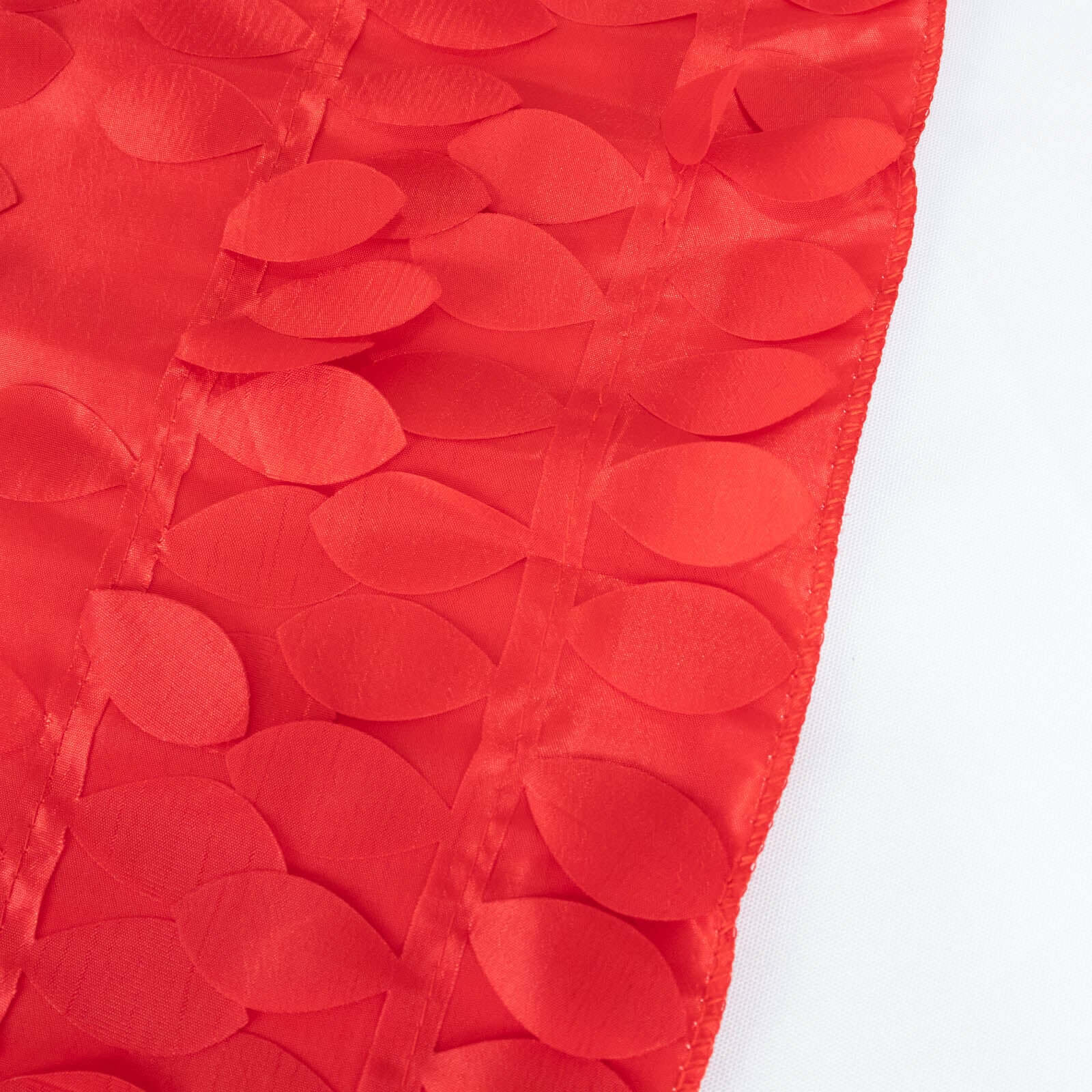 Hot Sale! Red 132-Inch Round Taffeta Tablecloth with 3D Leaf Petal Design