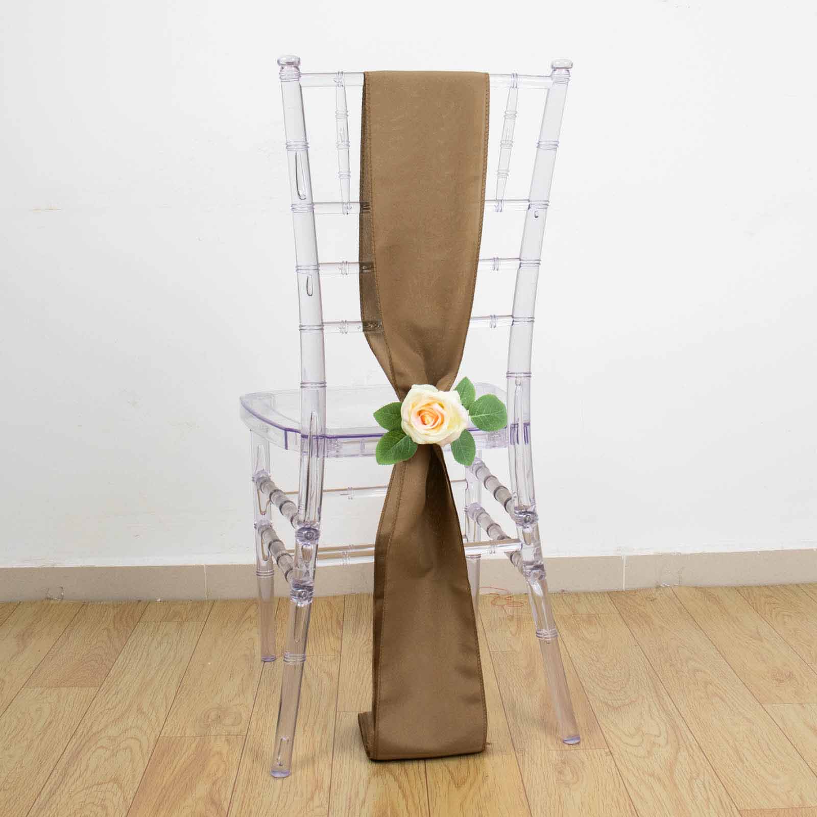 Hot Sale! 5-Piece Set of Taupe Polyester Chair Sashes, 6x108 Inches