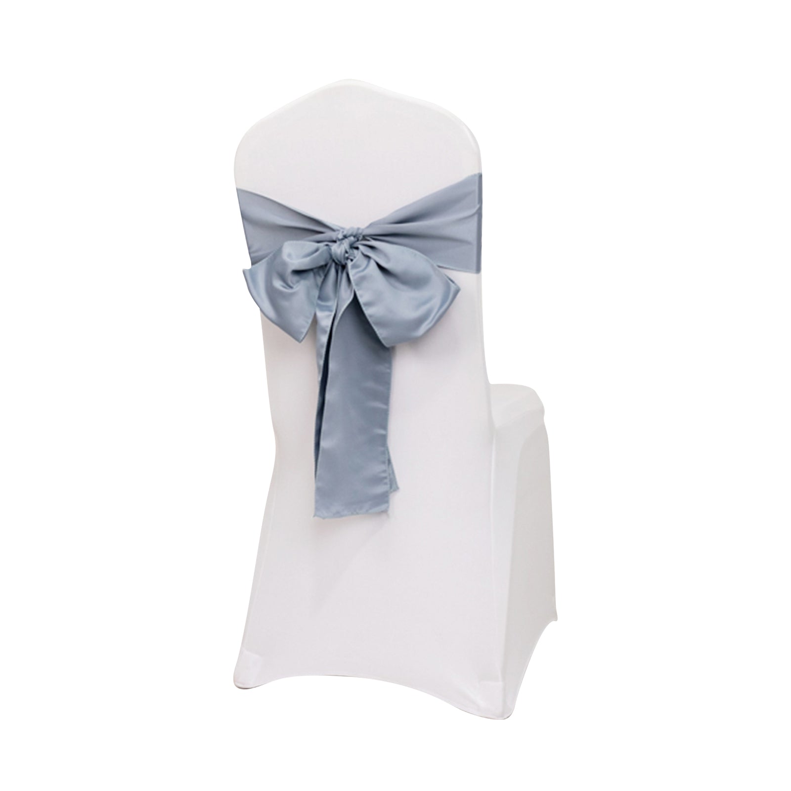 5-Piece Set of Dusty Blue Lamour Satin 6x106 Chair Sashes - Reusable Decorative Bows