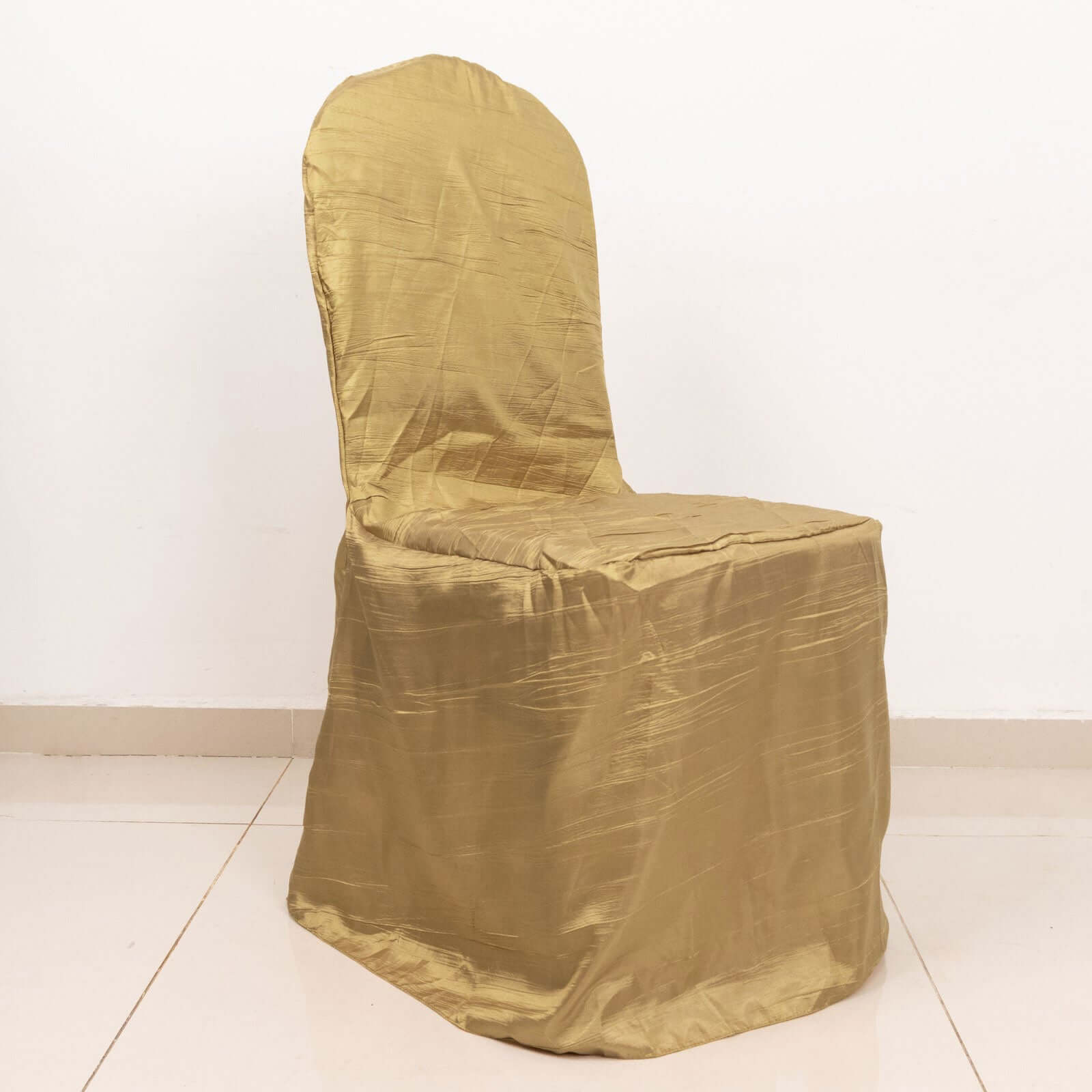 Gold Reusable Crinkle Crushed Taffeta Chair Cover for Banquet Chairs - High Quality!