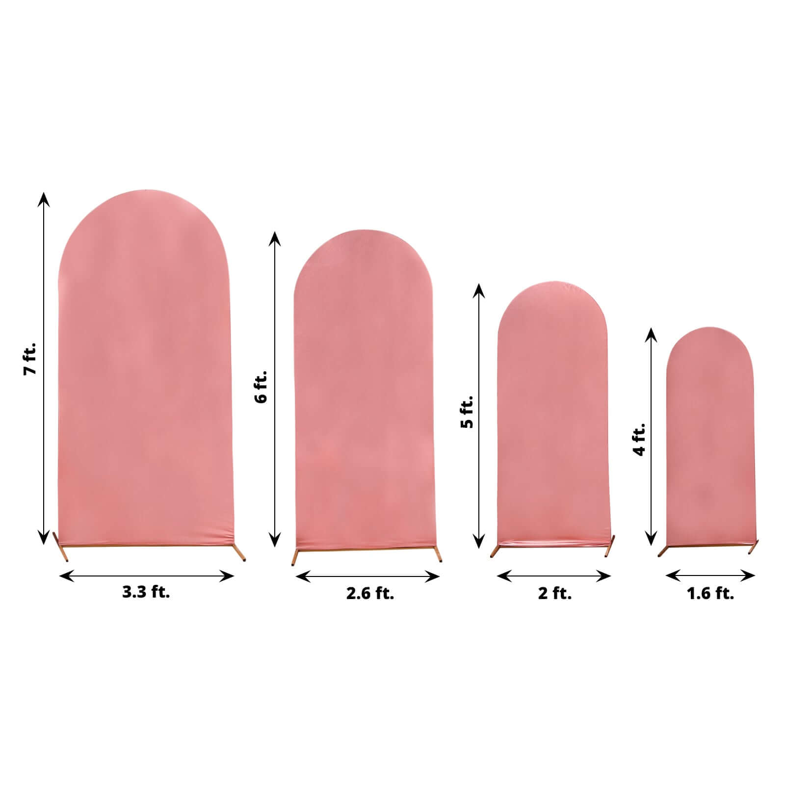 Hot Deal! Set of 4 Rose Gold Shiny Metallic Spandex Covers for Wedding Arch Stand (4ft - 7ft)