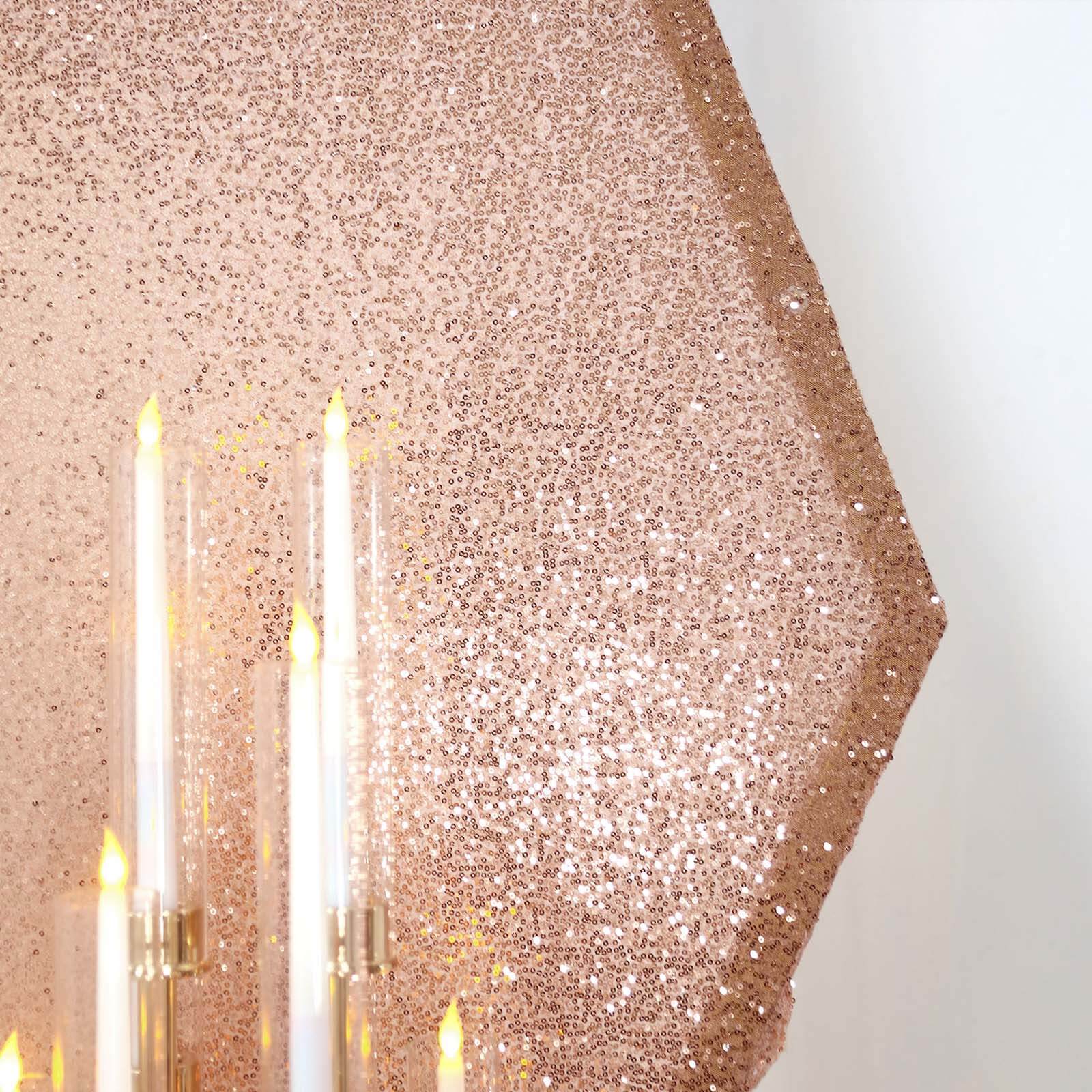 8ft x 7ft Rose Gold Shiny Double-Sided Sequin Cover for Hexagon Wedding Arch Stand