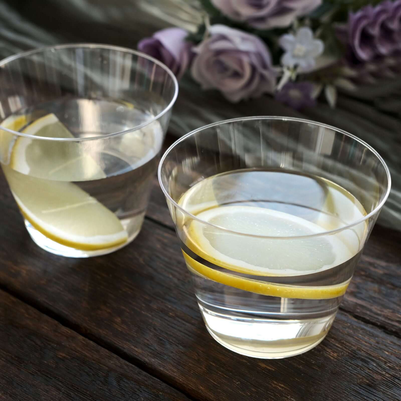 25-Piece Set of 9oz Clear Hard Plastic Disposable Party Tumblers