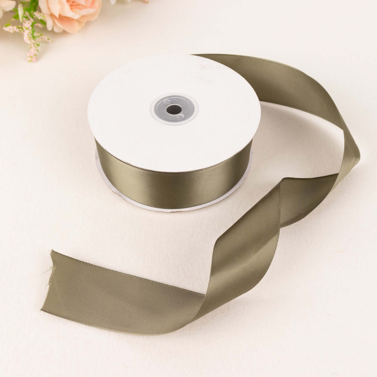 Get This 50-Yard 1.5-Inch Dusty Sage Green Single-Face Decorative Polyester Satin Ribbon