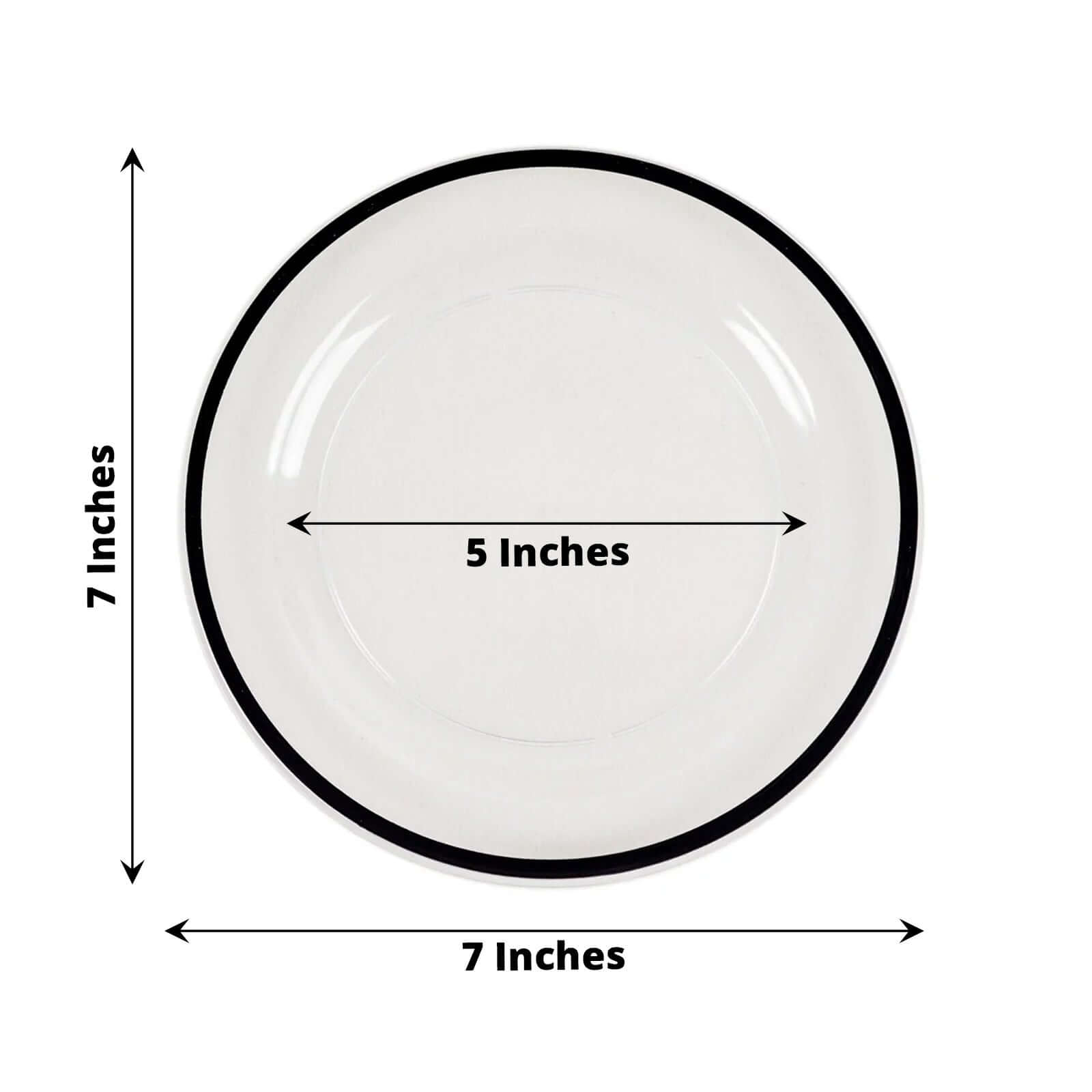 10-Pack Disposable Clear Plastic Salad Plates with Black Rim - Ideal for Banquets and Special Occasions