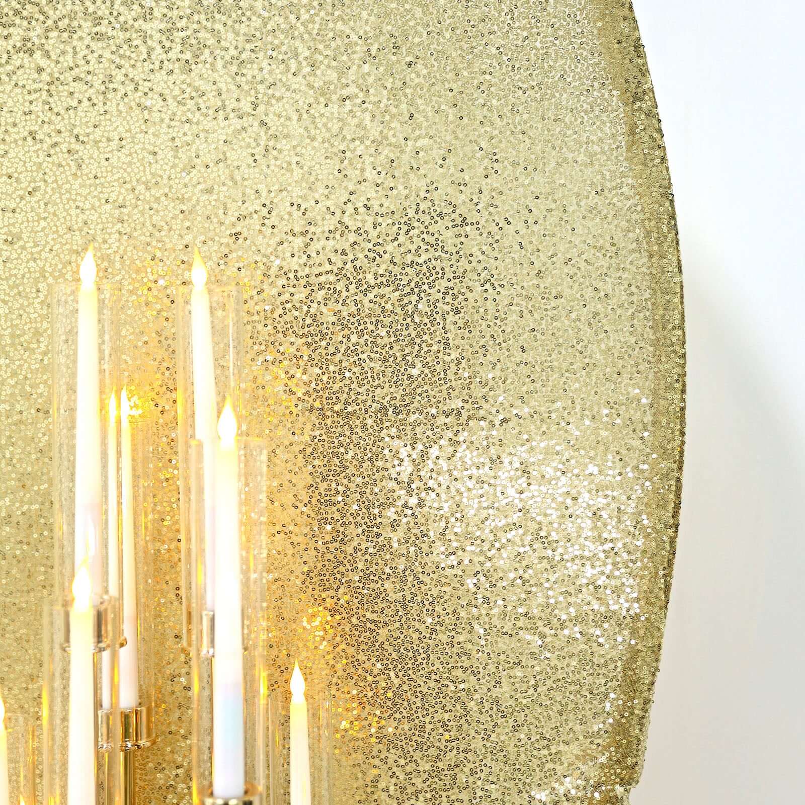 Exclusive 7.5ft Champagne Sequin Round Wedding Arch Cover, 2-Sided Shiny Photo Backdrop