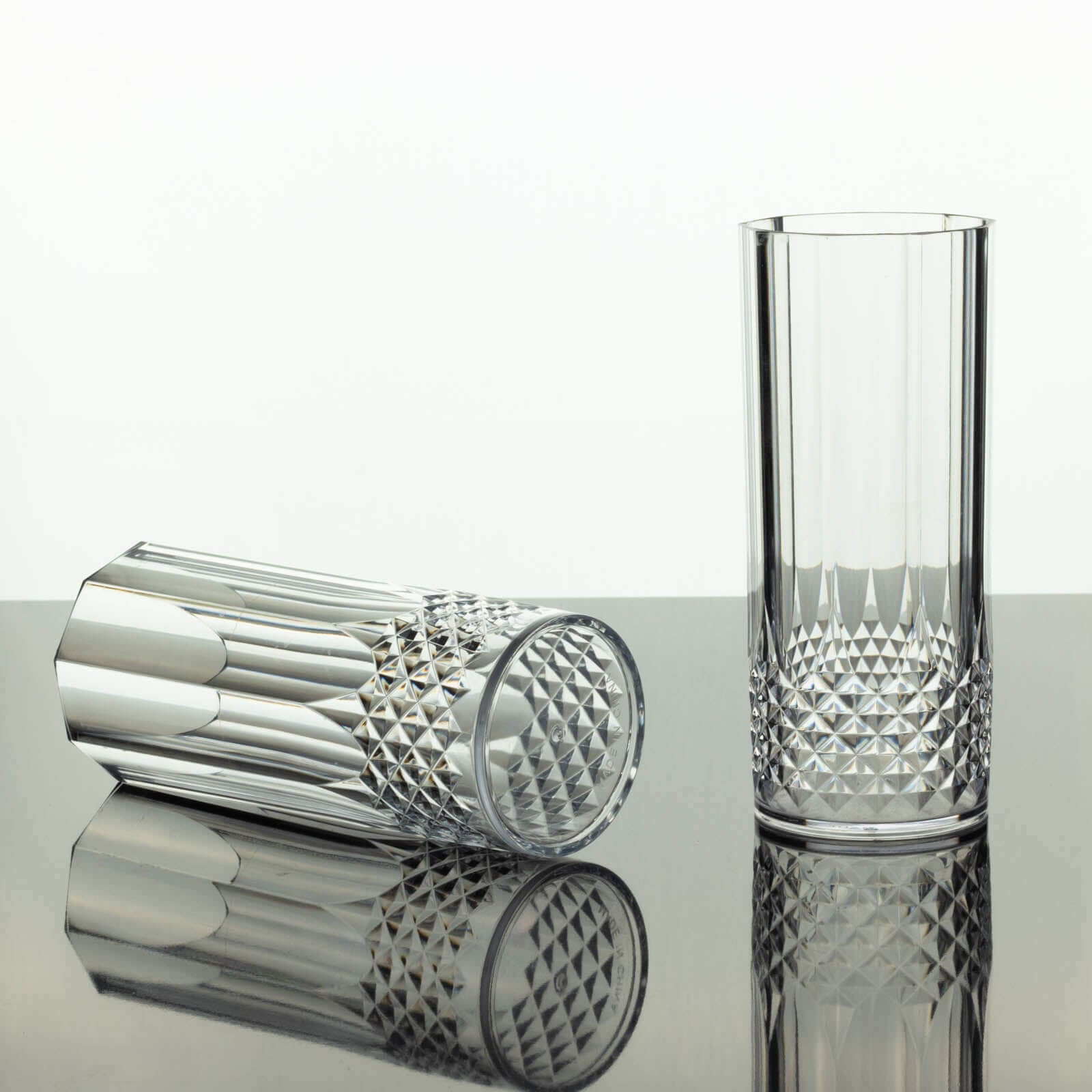 6-Pack Shatterproof 14oz Clear Plastic Highball Cocktail Tumblers with Crystal Cut Style
