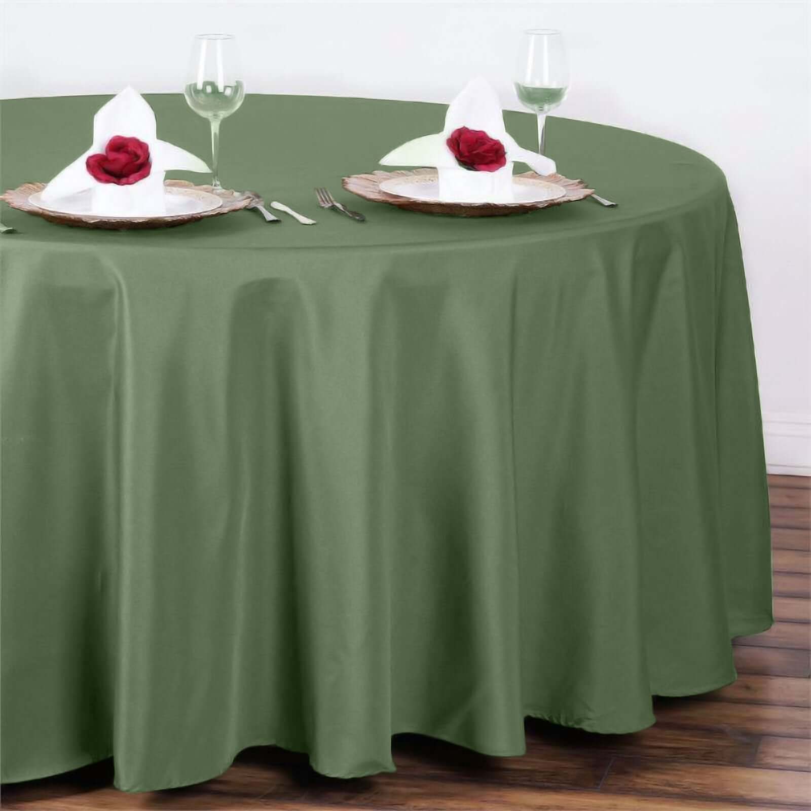 Olive Green 108-Inch Round Polyester Tablecloth - Wrinkle-Free & Stain-Resistant, Ideal for Events
