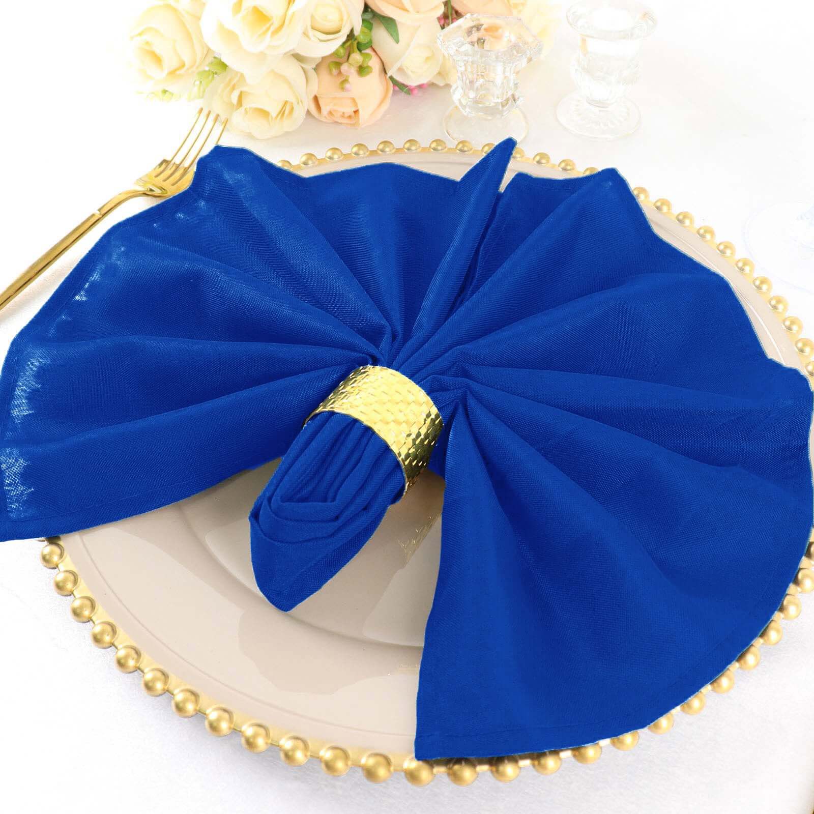 Great Deal! 5-Pack Royal Blue Polyester 20x20 Wrinkle-Resistant & Easy-Care Cloth Napkins