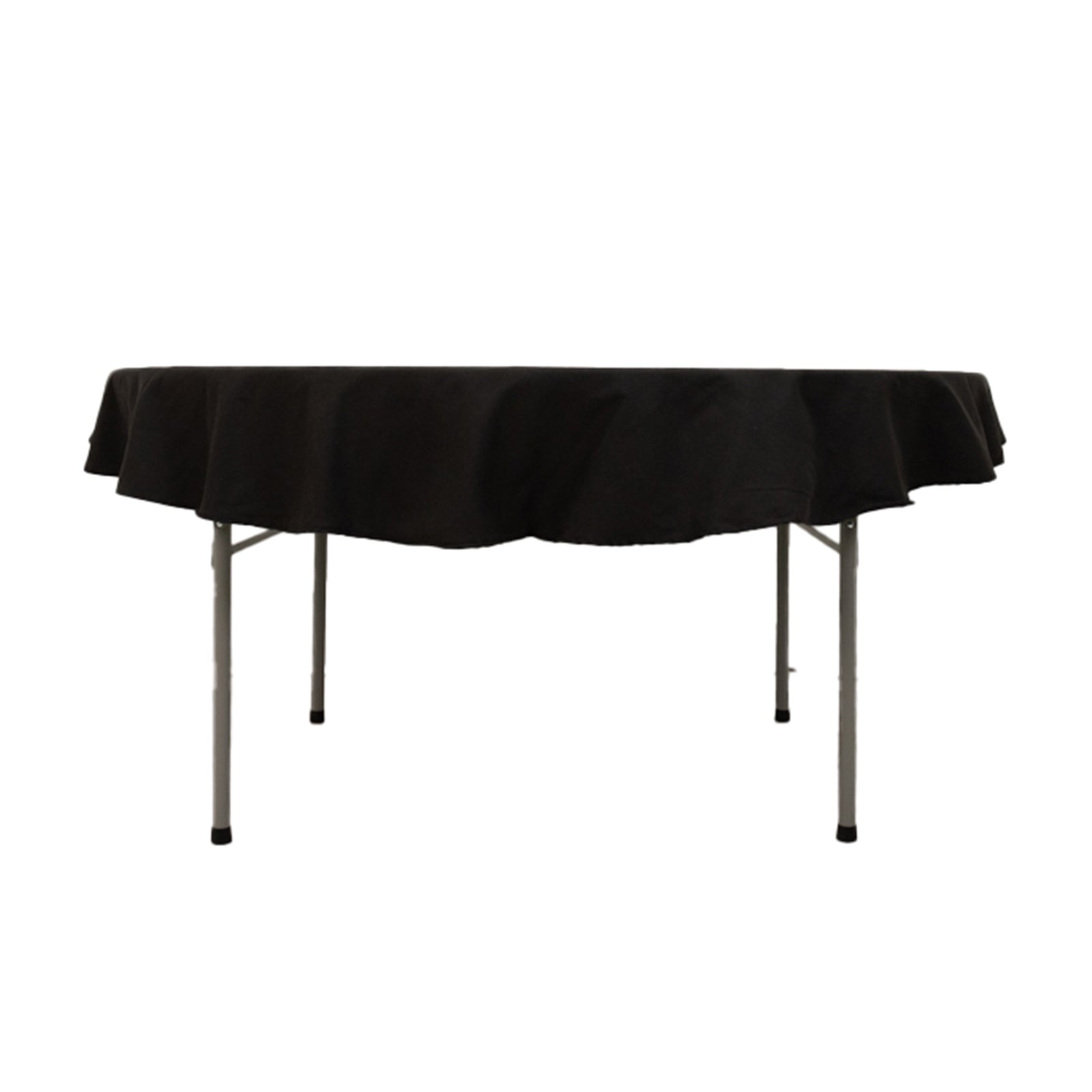 Wrinkle-Resistant 70" Black Cotton Blend Round Tablecloth