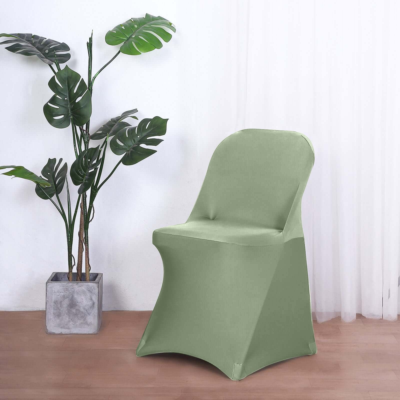 Discount! Reusable & Wrinkle-Resistant 160GSM Spandex Folding Chair Cover in Dusty Sage Green