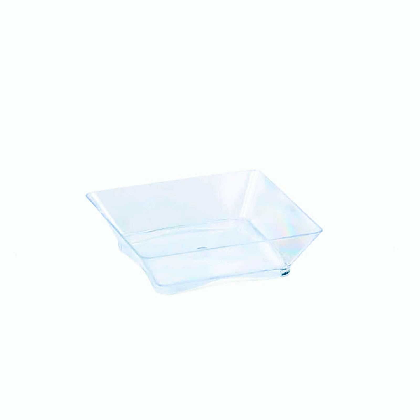 50-Pack Clear Plastic Disposable Appetizer Plates with Modern Square Design